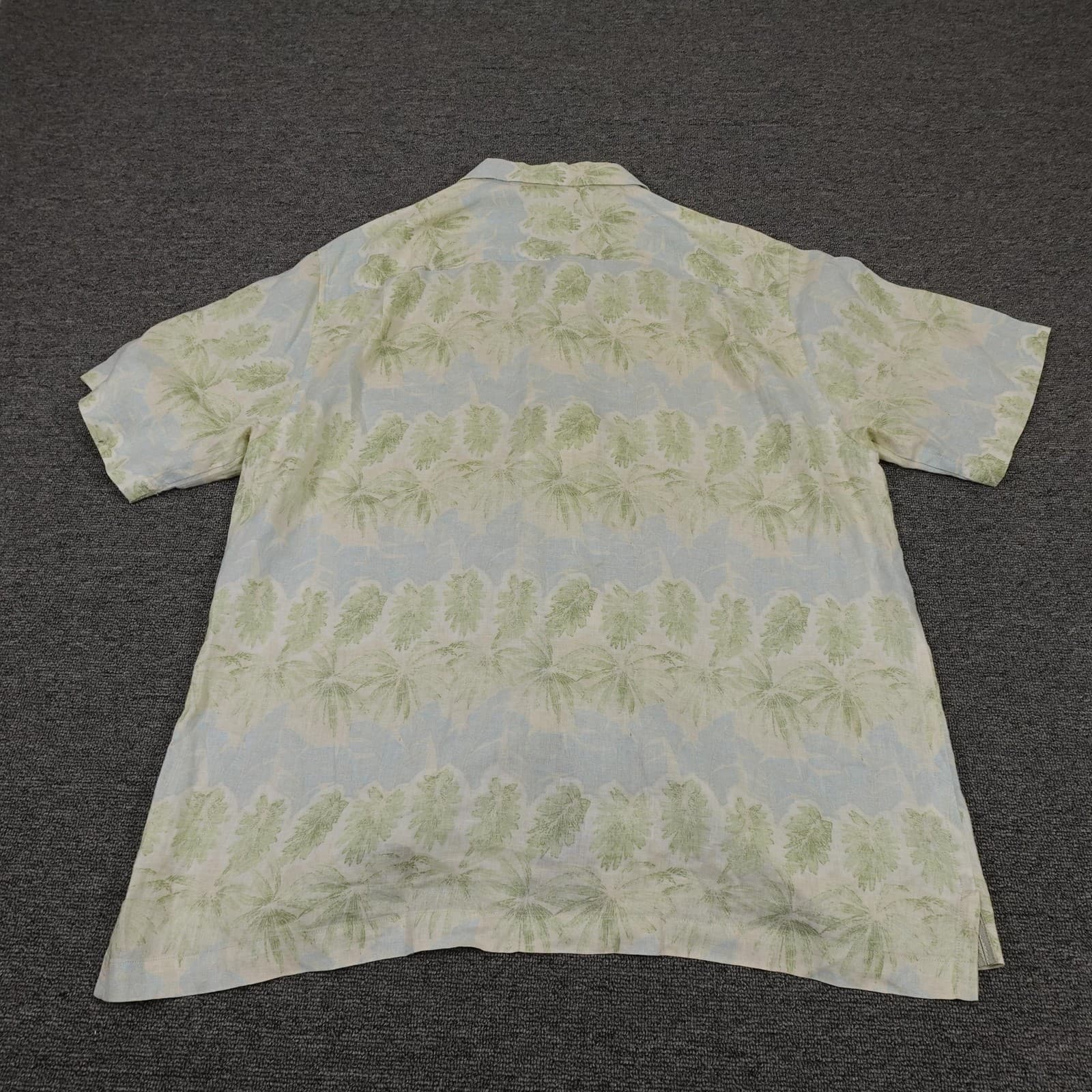 Tommy Bahama Shirt Mens Large Blue Leaf Linen Hawaiian Short Sleeve Button Up - Thumbnail 7