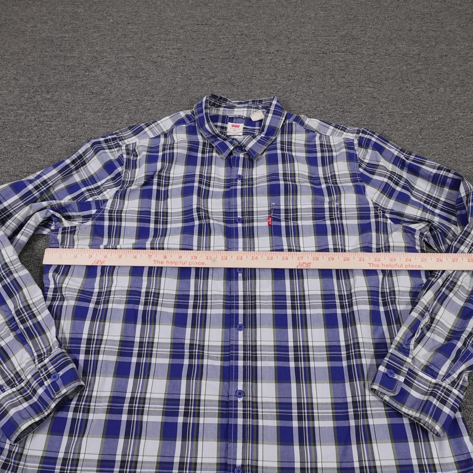 Levis Shirt Mens 2XL Blue Plaid Long Sleeve Button Up Casual Regular Fit - Thumbnail 4