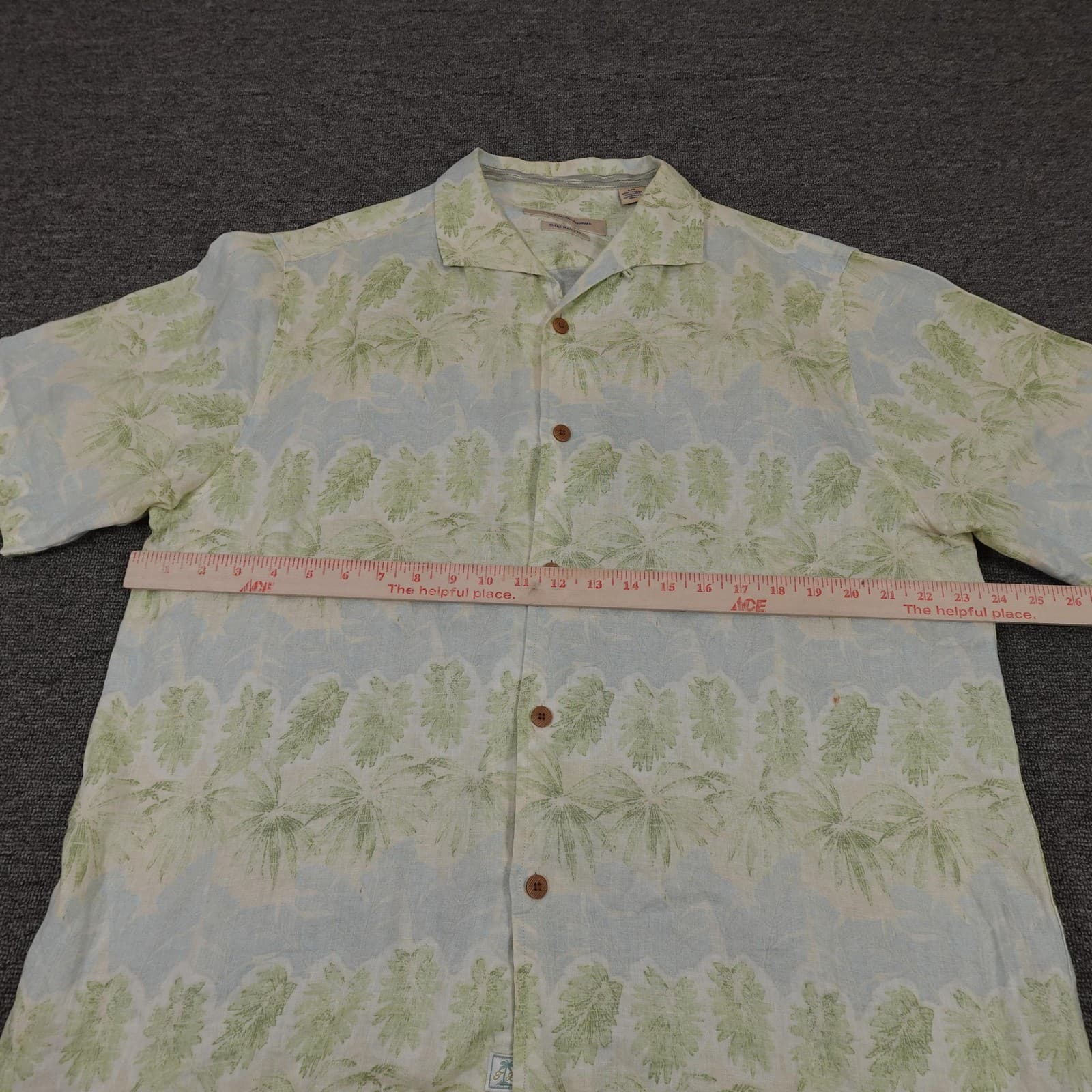 Tommy Bahama Shirt Mens Large Blue Leaf Linen Hawaiian Short Sleeve Button Up - Thumbnail 5