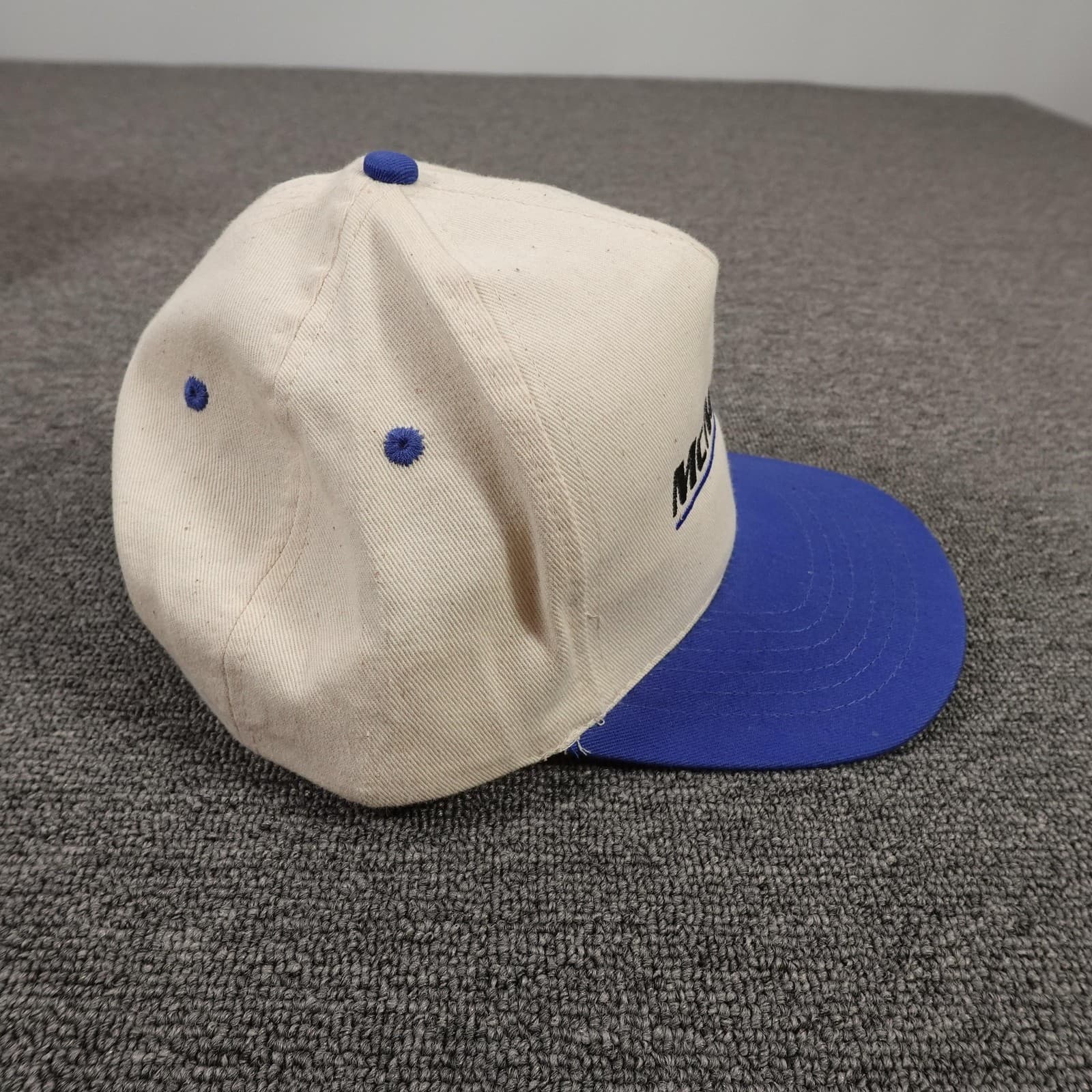 Vintage KC McNeilus Hat Cap Snap Back One Size Beige Blue Mens Truck 90s - Thumbnail 5