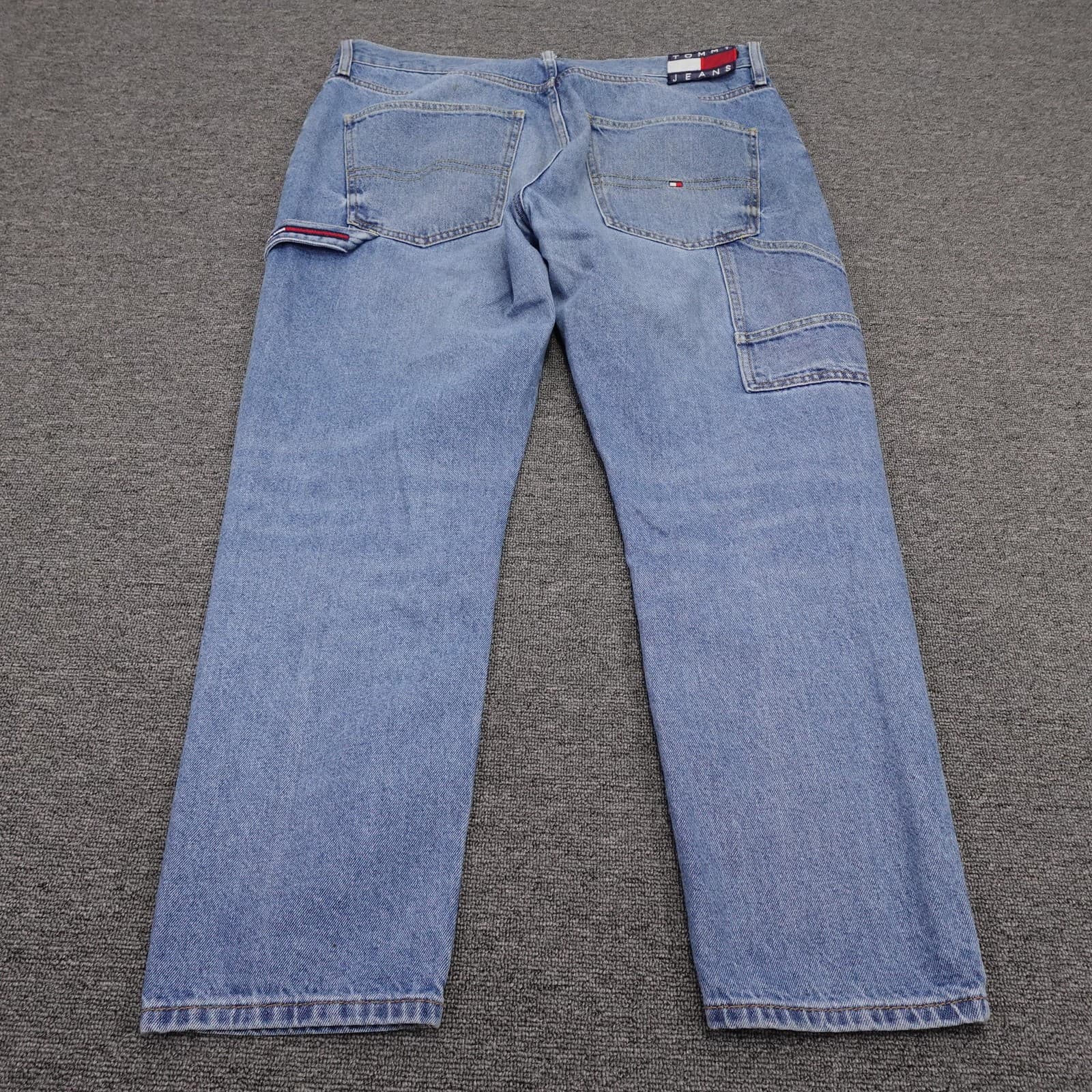 Vintage Tommy Jeans Carpenter Jeans Mens 36x28 Blue Light Relaxed Straight Denim - Thumbnail 9