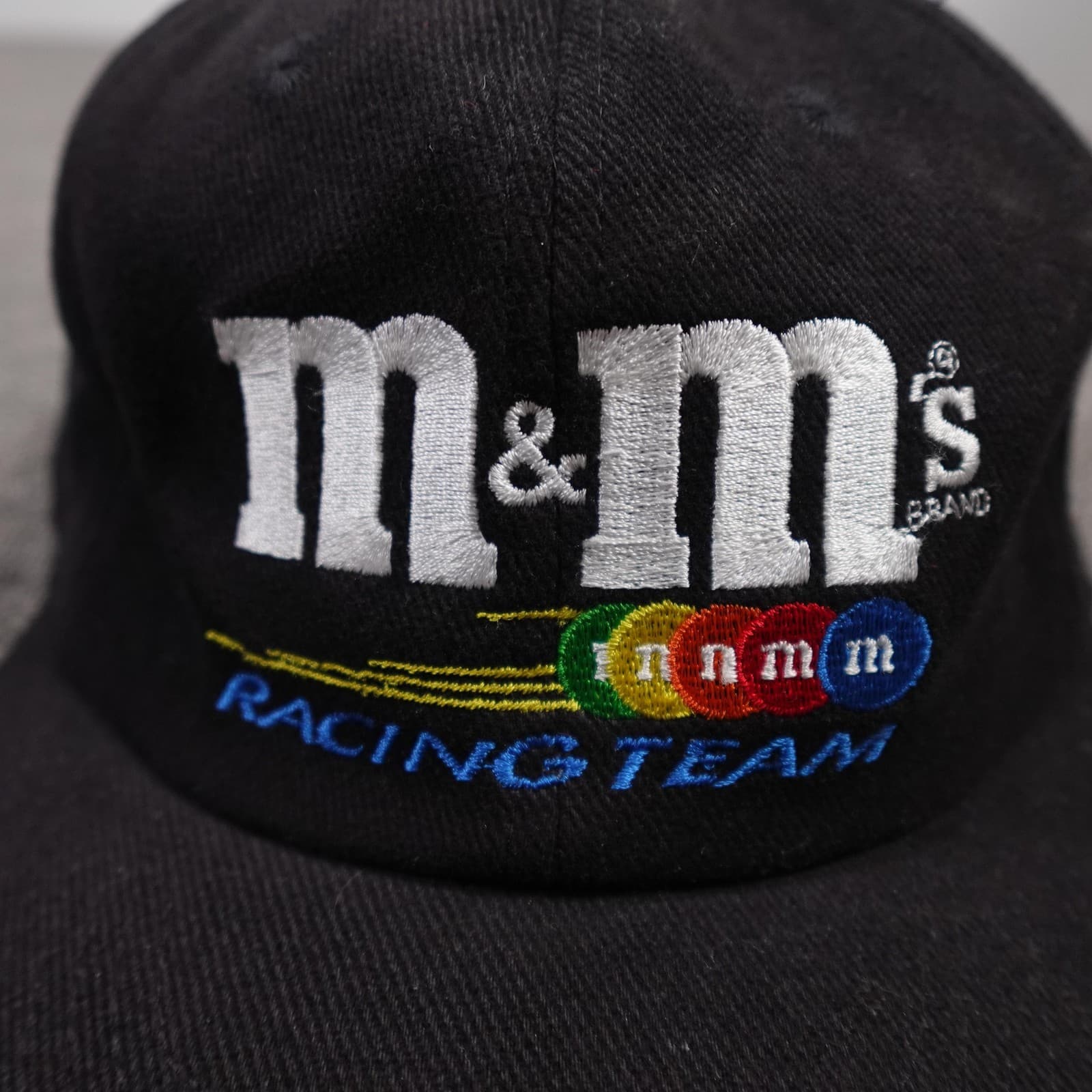 Vintage M&M's Racing Hat Cap Strap Back One Size Black NASCAR Ernie Irvan 36 - Thumbnail 2