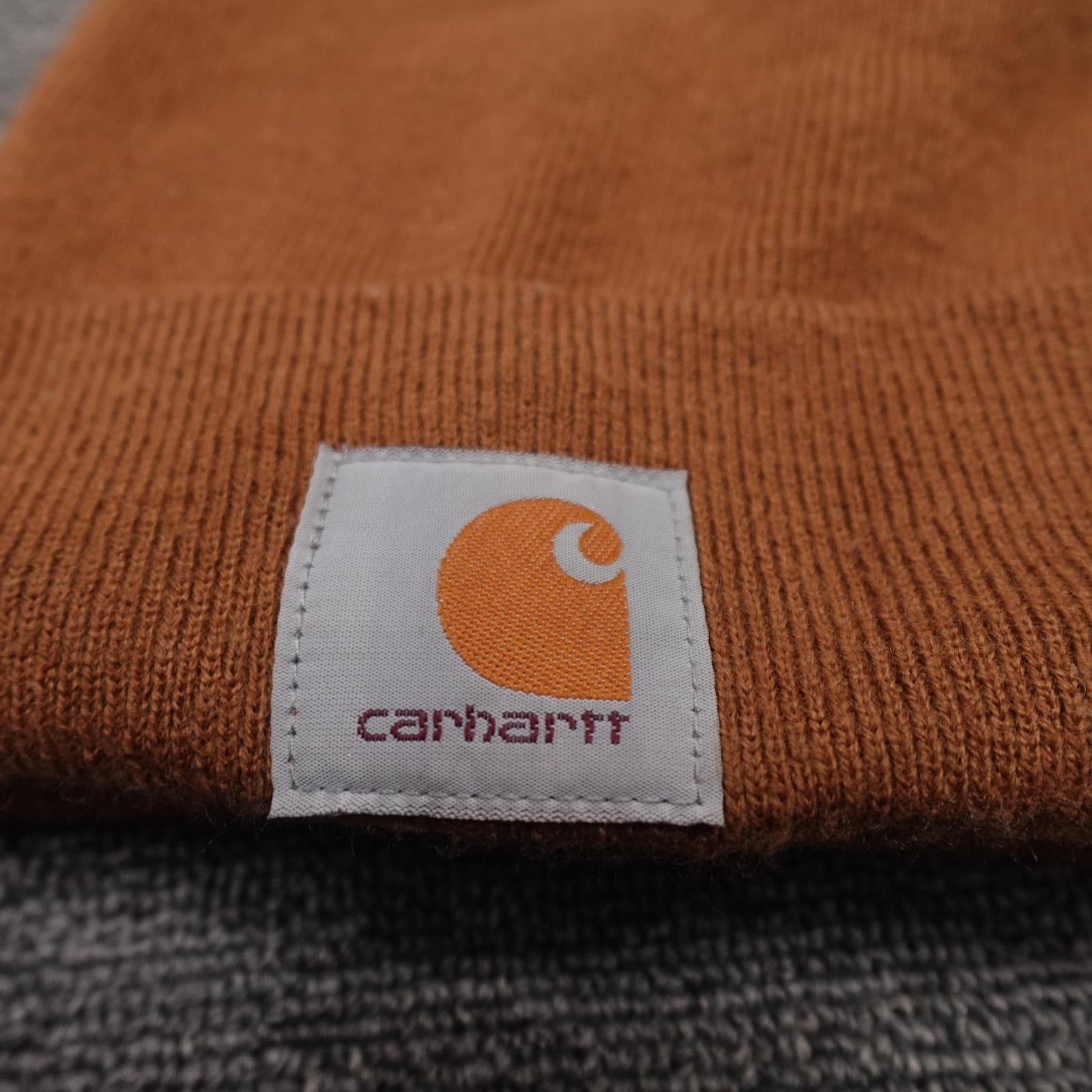 Carhartt Hat Beanie Mens One Size Brown Knit Acrylic Cuffed Winter Workwear - Thumbnail 2