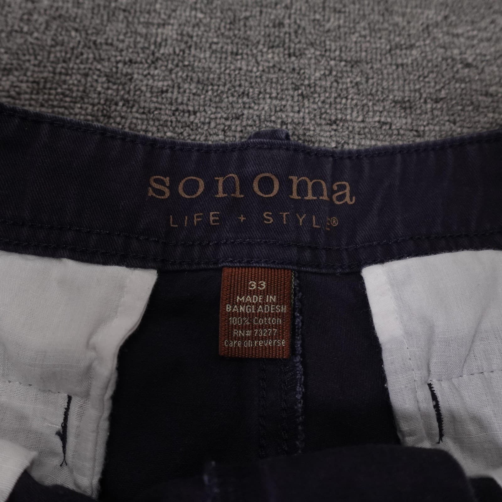 Sonoma Life + Style Shorts Mens 33 Blue Chino Flat Front 11 Inseam Casual - Thumbnail 3