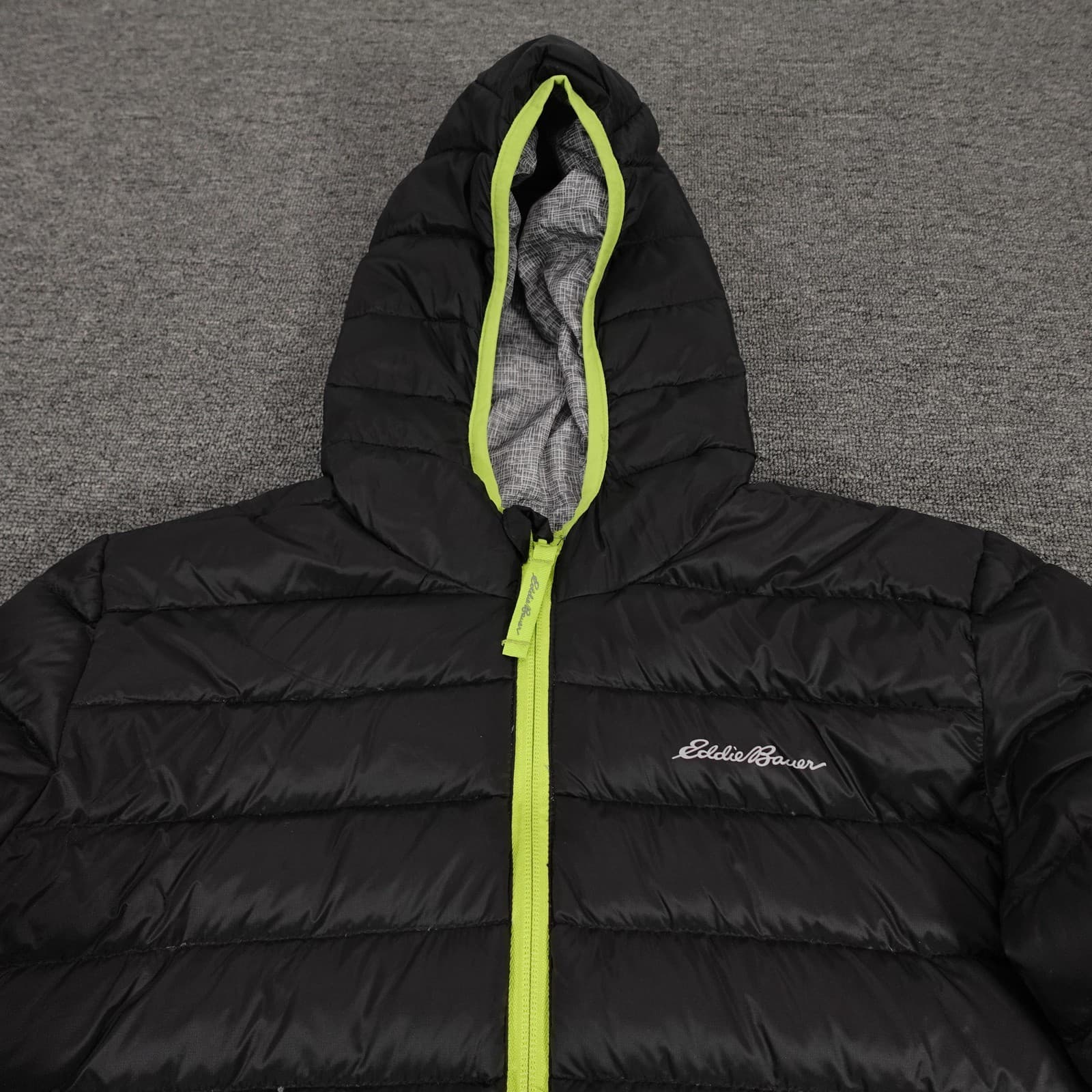 Eddie Bauer Jacket Youth Medium 10-12 Black Reversible Hooded Down Puffer Winter - Thumbnail 2