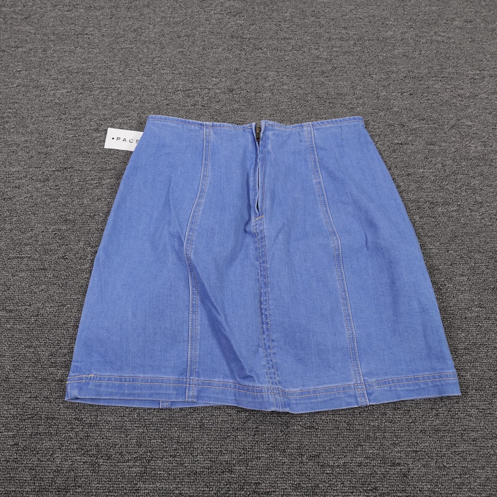 PacSun Skirt Juniors 23 Blue Denim Stretch Zip Back Mini Summer High Waist - Thumbnail 5
