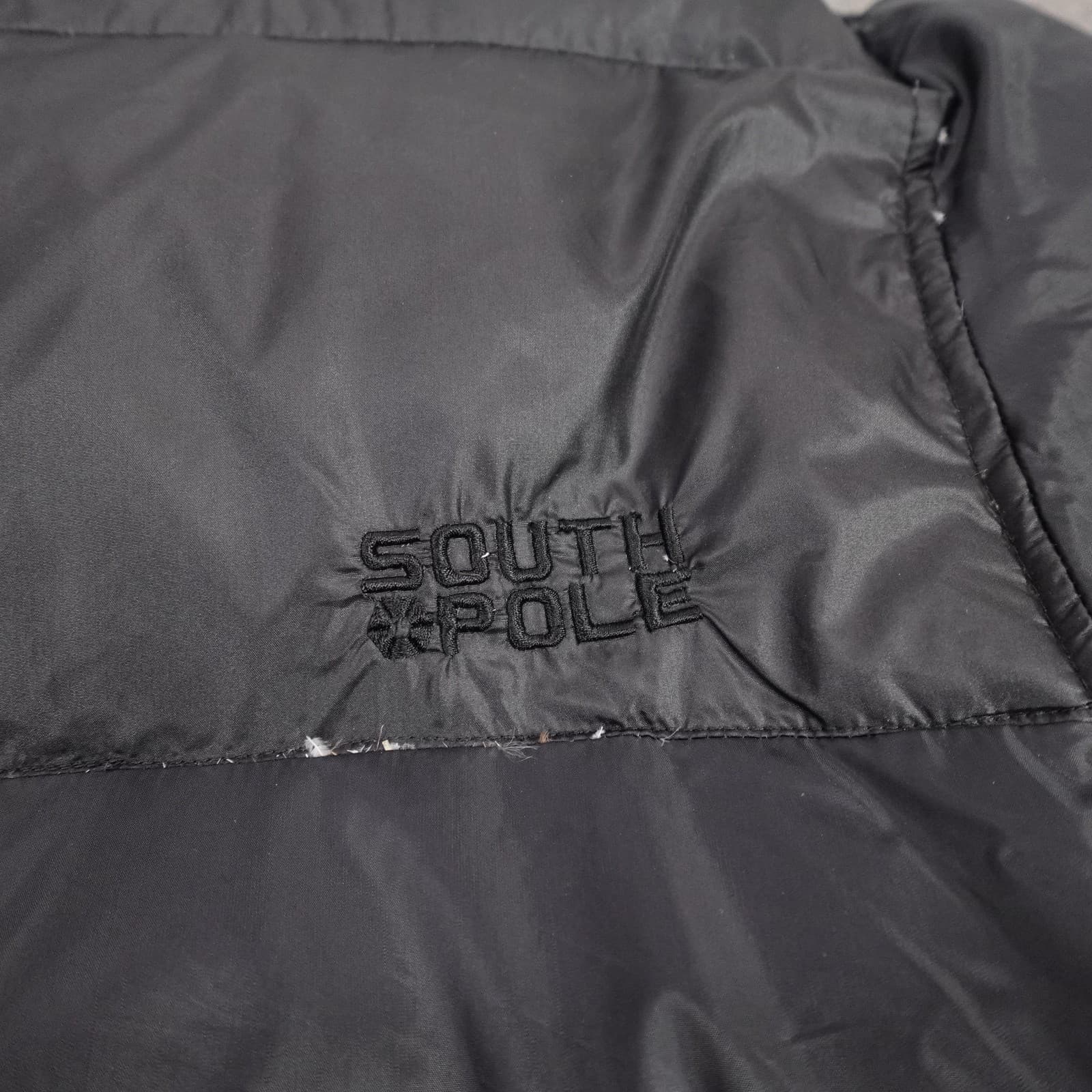 Vintage South Pole Jacket Large Black Down Puffer Full Zip Hip Hop Rap Tee Y2K - Thumbnail 4