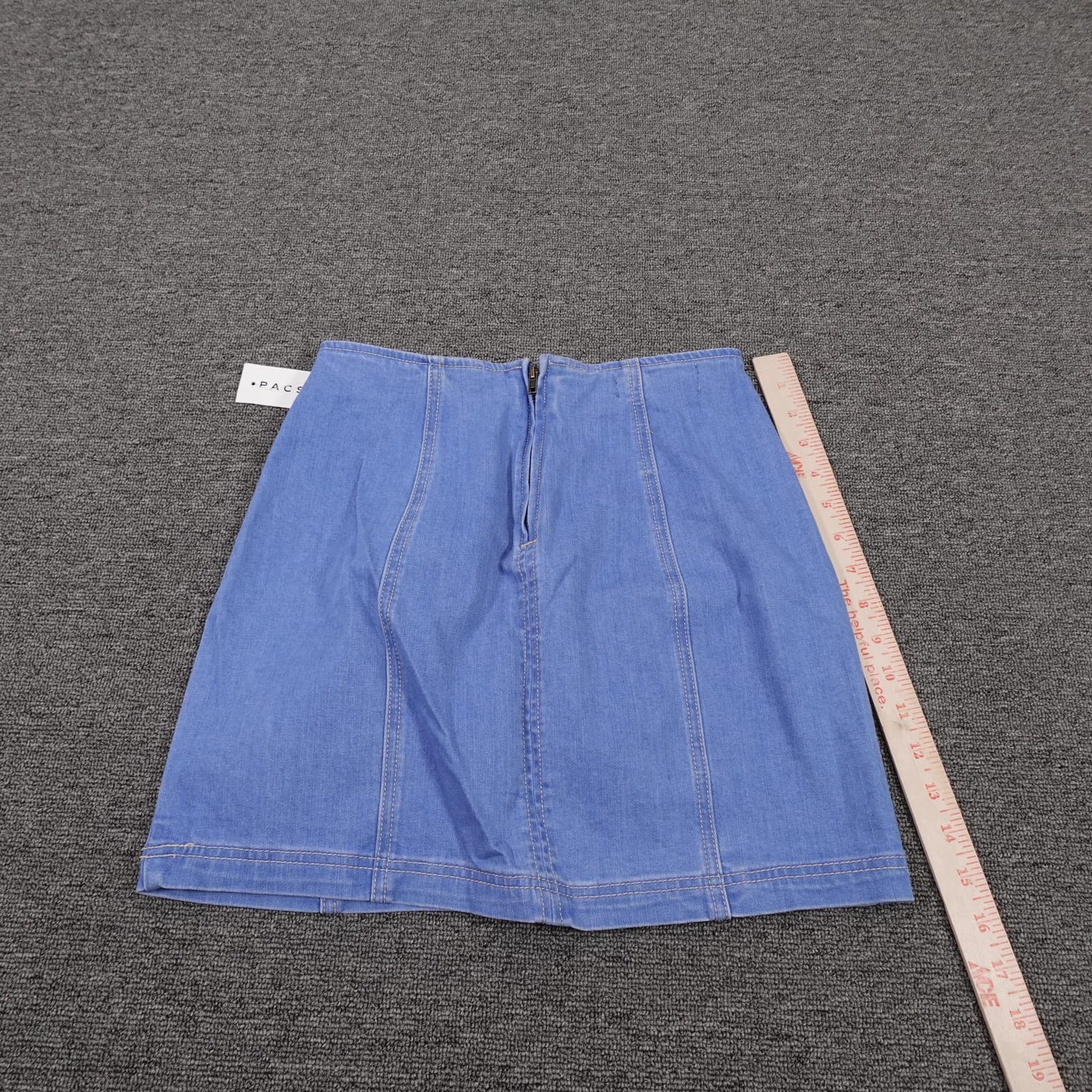 PacSun Skirt Juniors 23 Blue Denim Stretch Zip Back Mini Summer High Waist - Thumbnail 7