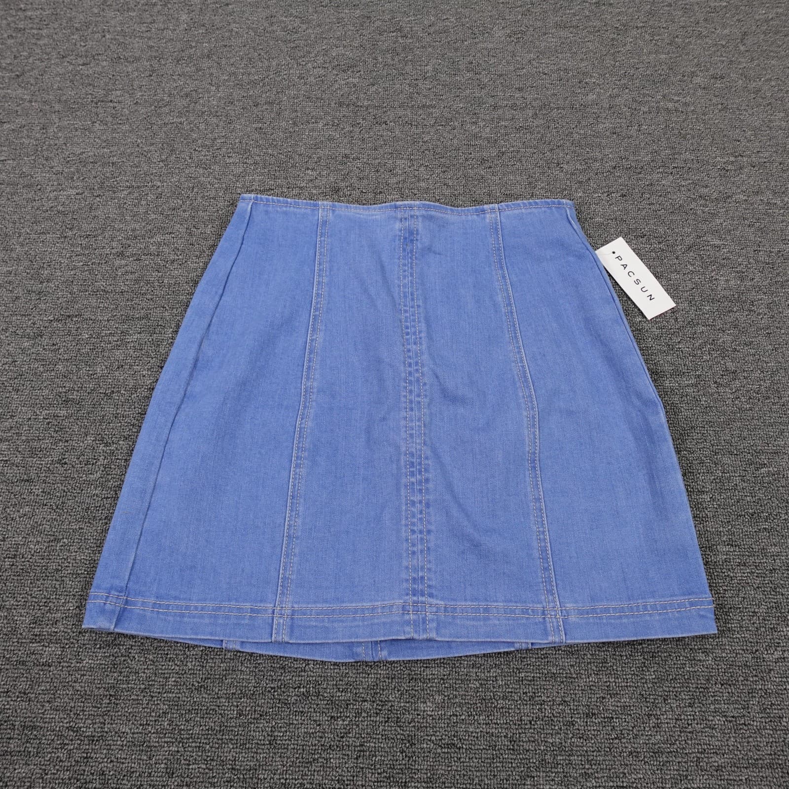 PacSun Skirt Juniors 23 Blue Denim Stretch Zip Back Mini Summer High Waist