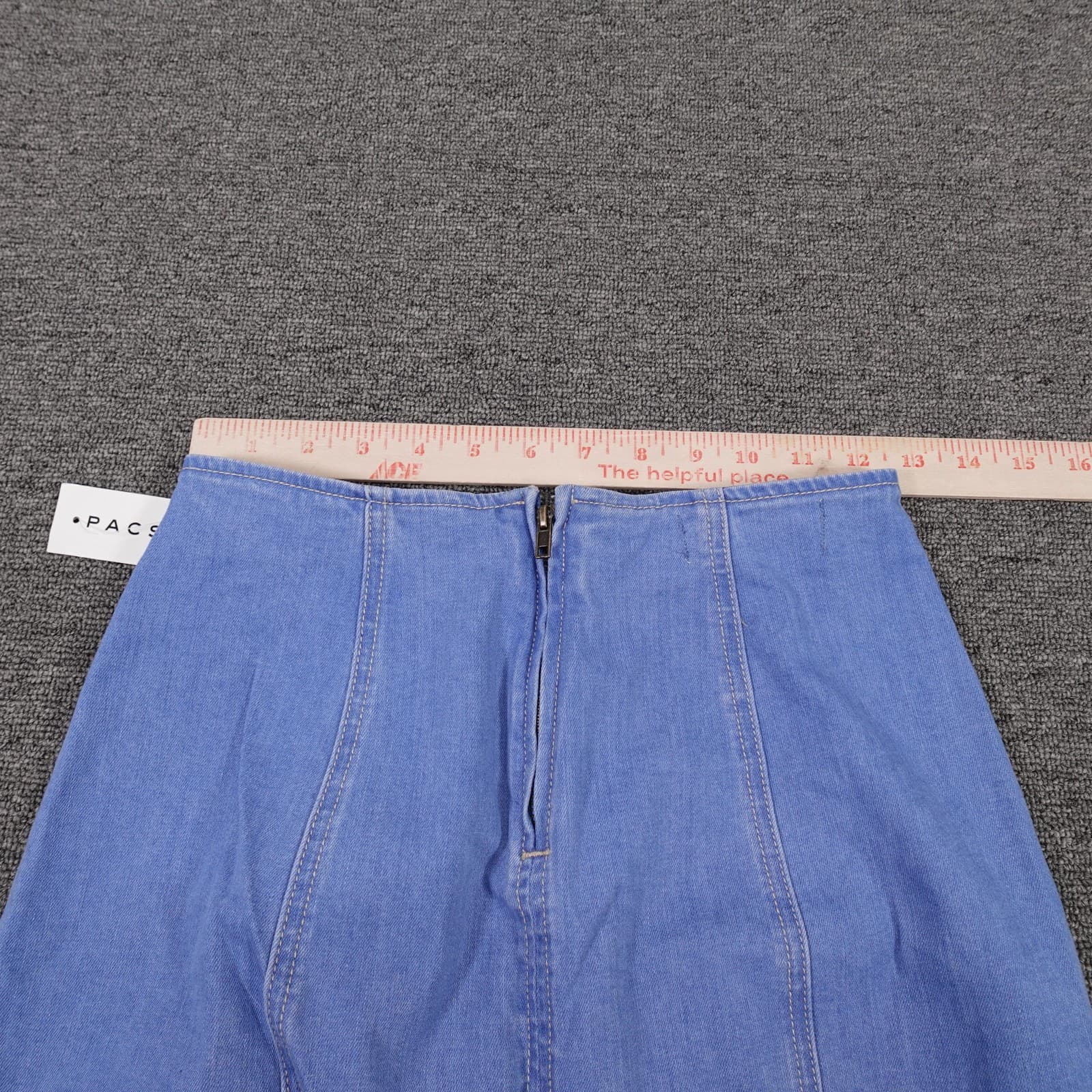 PacSun Skirt Juniors 23 Blue Denim Stretch Zip Back Mini Summer High Waist - Thumbnail 6