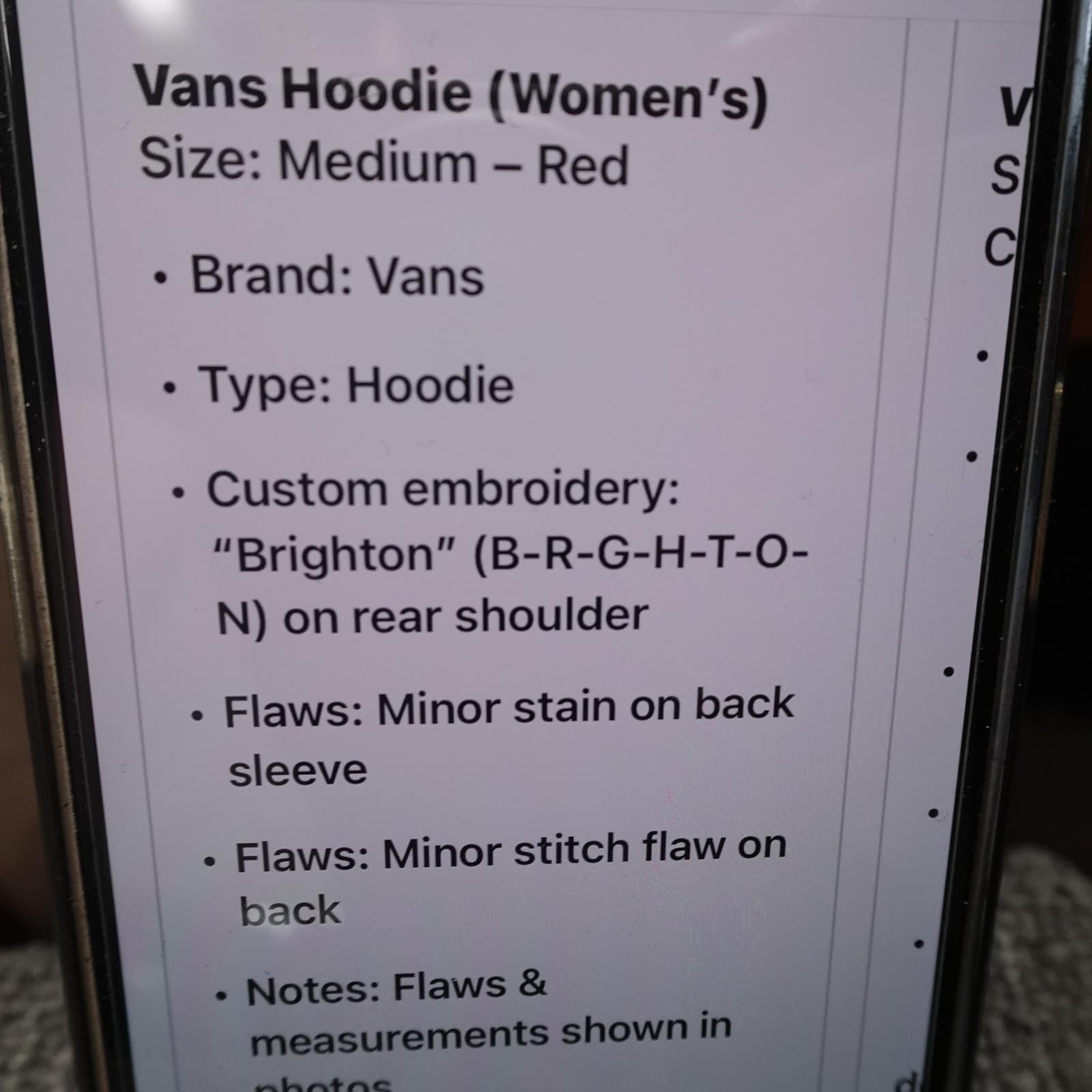 Vans Hoodie Womens Medium Red Pullover Brighton Name Embroidered Logo Skate - Thumbnail 14
