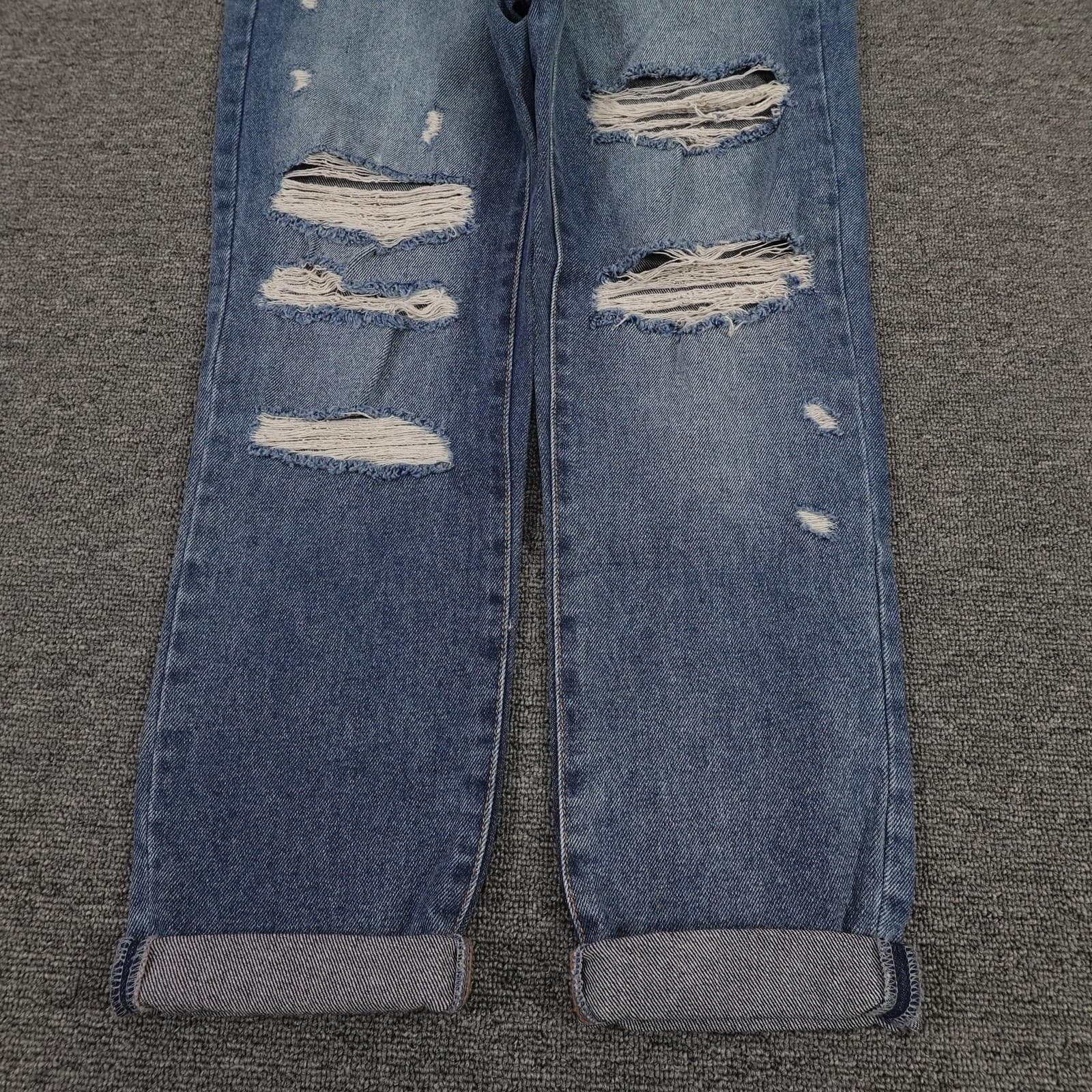 RSQ Jeans Womens 1 Blue Boyfriend Distressed Mid Rise Button Fly Denim Pants - Thumbnail 2
