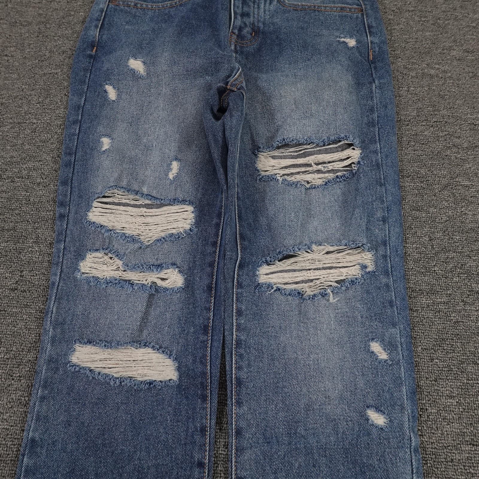 RSQ Jeans Womens 1 Blue Boyfriend Distressed Mid Rise Button Fly Denim Pants - Thumbnail 3