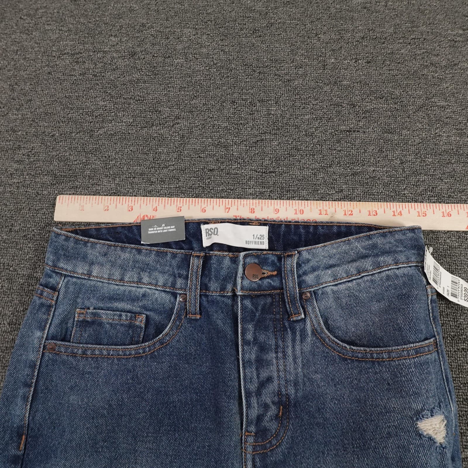RSQ Jeans Womens 1 Blue Boyfriend Distressed Mid Rise Button Fly Denim Pants - Thumbnail 10