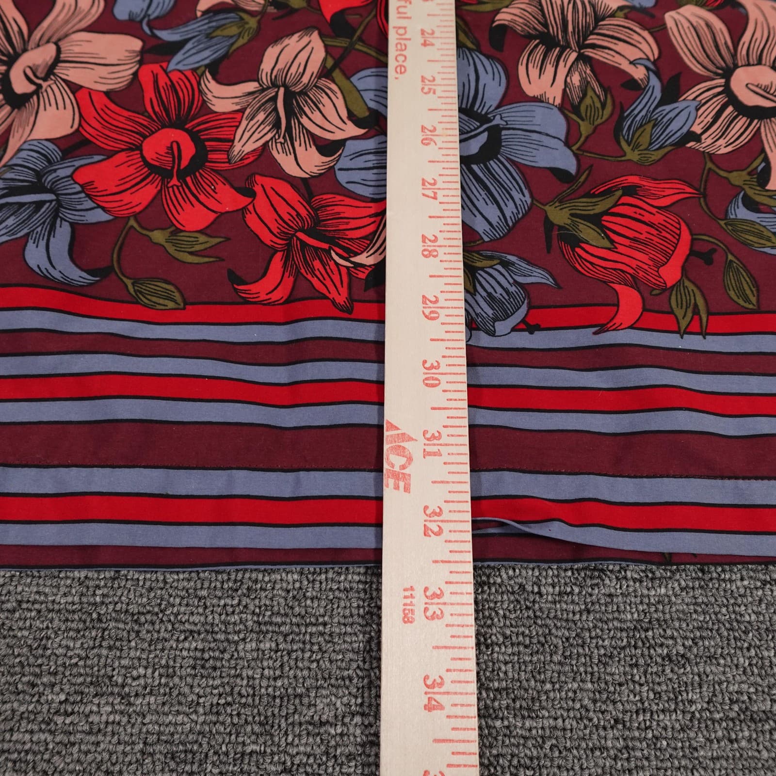 Abercrombie & Fitch Dress Womens Medium Red Floral Stripe Half Sleeve Mini Shift - Thumbnail 8