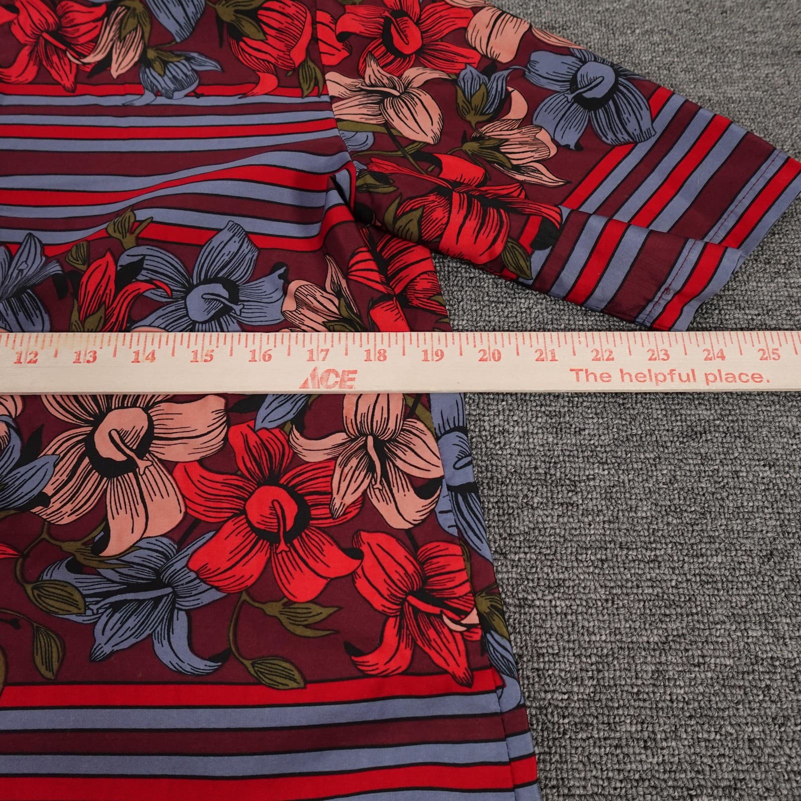 Abercrombie & Fitch Dress Womens Medium Red Floral Stripe Half Sleeve Mini Shift - Thumbnail 6