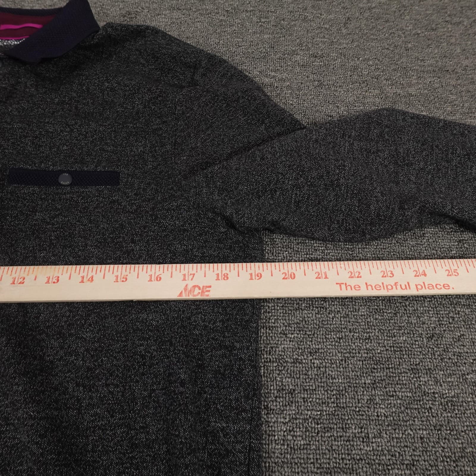 Ted Baker Polo Shirt Mens Medium Gray Long Sleeve Knit Chest Pocket Casual - Thumbnail 7