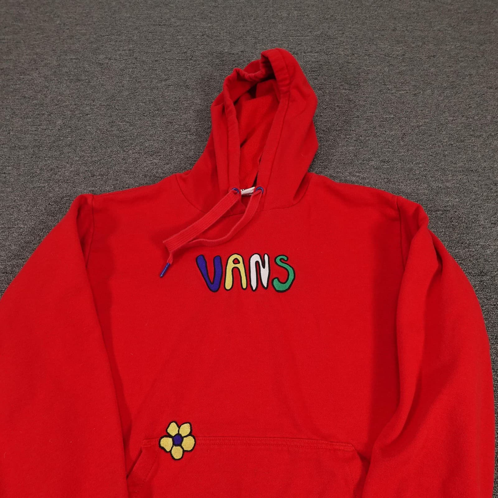 Vans Hoodie Womens Medium Red Pullover Brighton Name Embroidered Logo Skate - Thumbnail 2