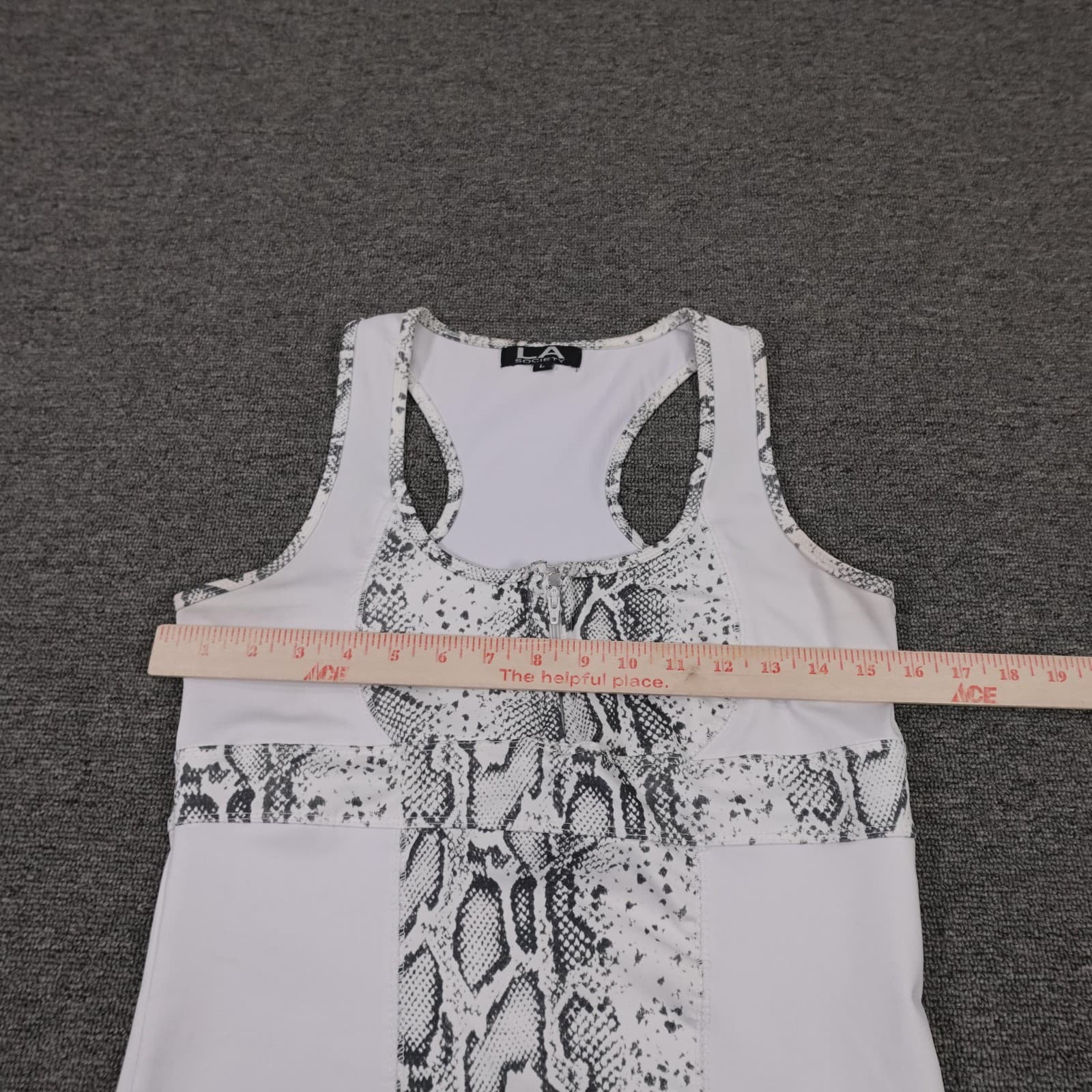 LA Society Tank Top Large White Snake Print Racerback Athletic Yoga Y2k - Thumbnail 4