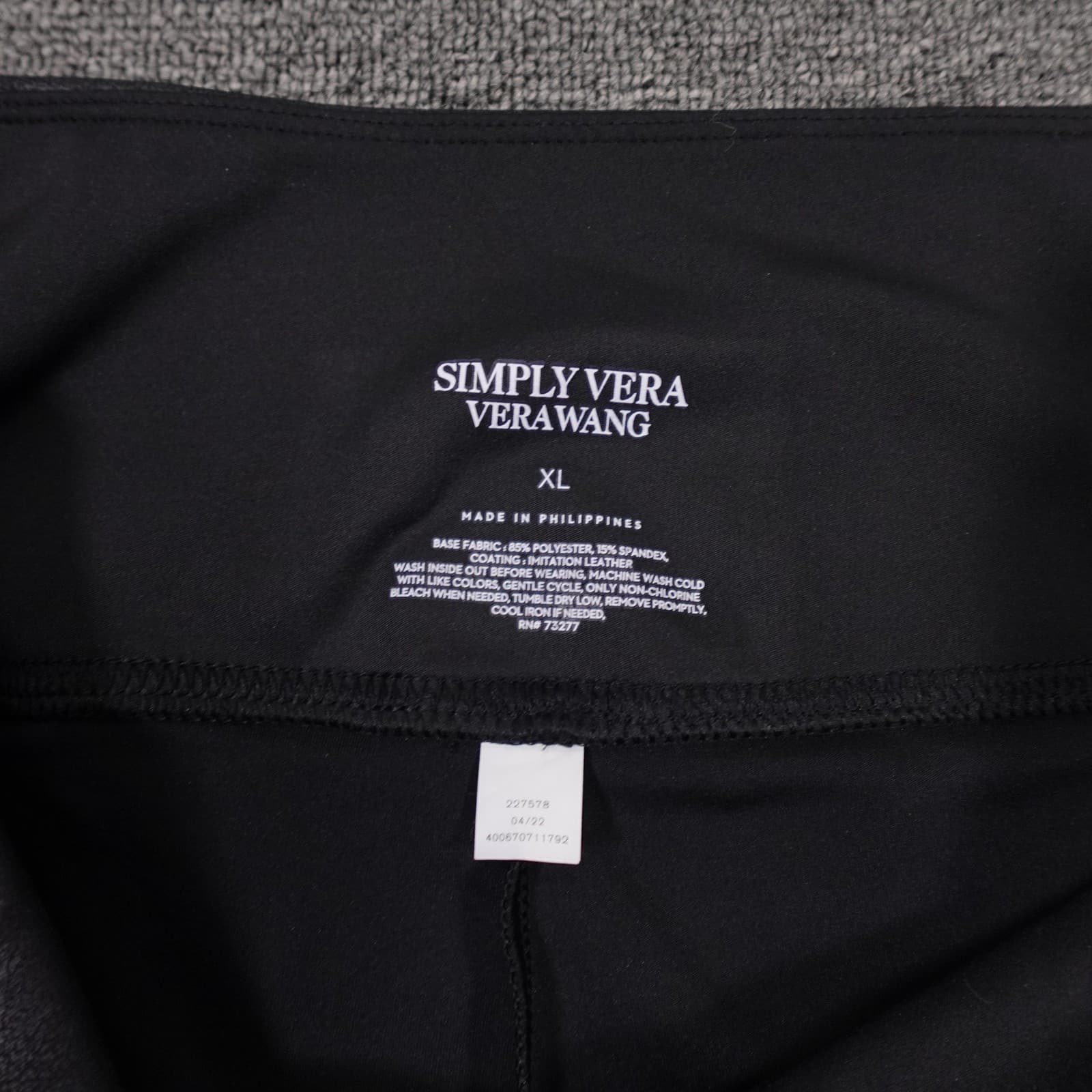 Simply Vera Vera Wang Leggings XL Black Faux Leather Moto High Rise Y2k - Thumbnail 4