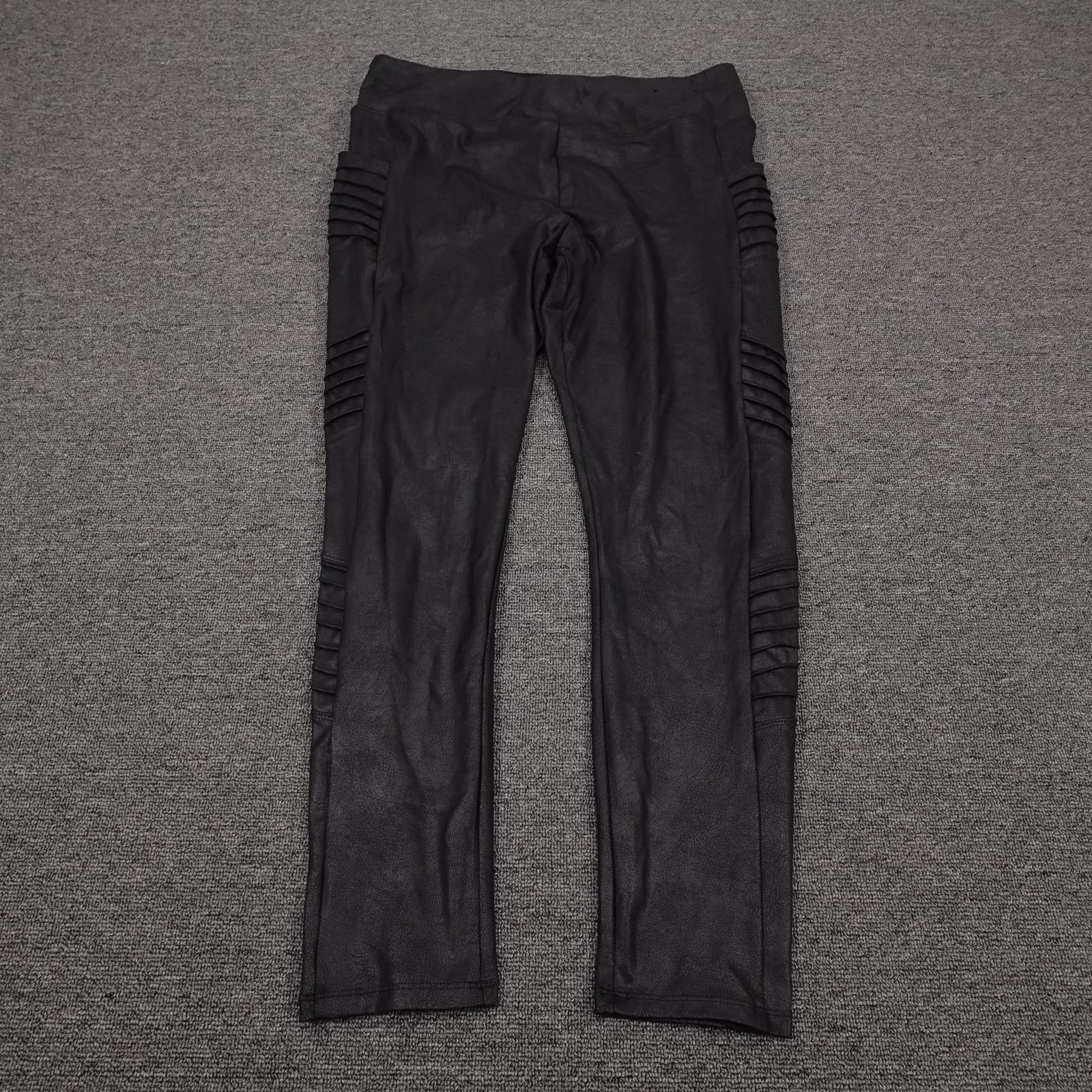 Simply Vera Vera Wang Leggings XL Black Faux Leather Moto High Rise Y2k