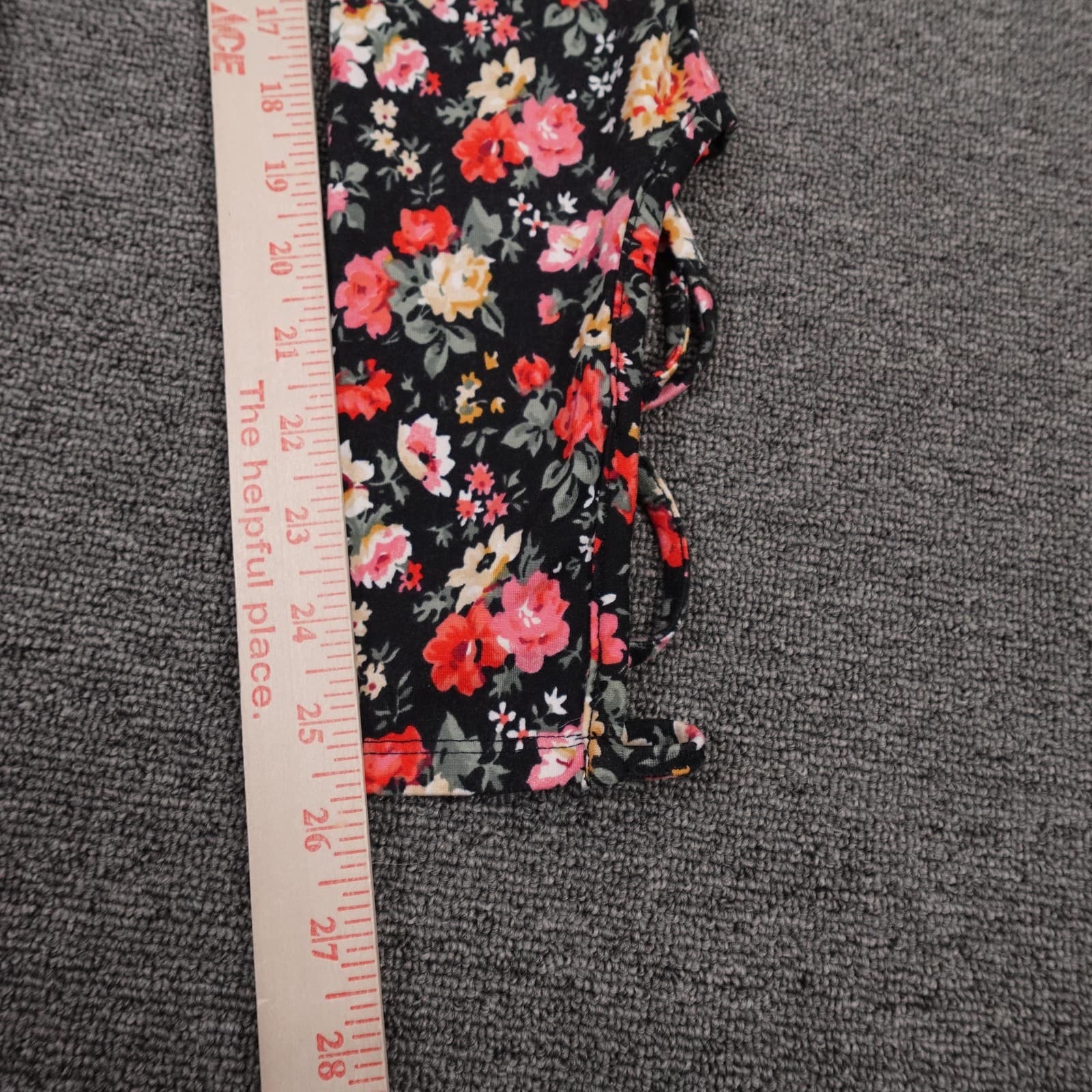 Poof Leggings Womens Small Black Floral Ruffle Ankle Stretch Casual Jersey - Thumbnail 4