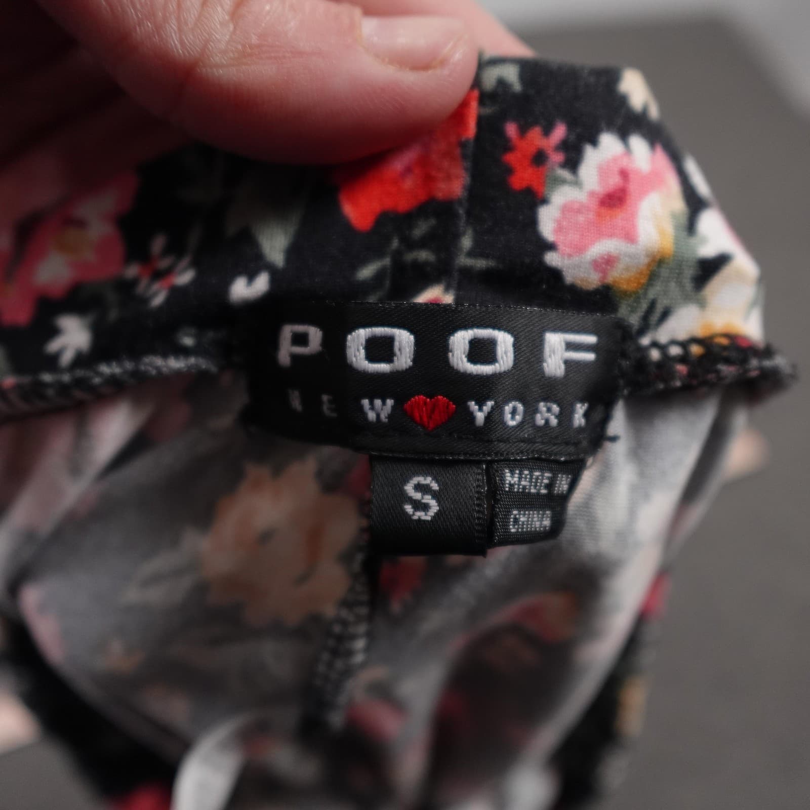 Poof Leggings Womens Small Black Floral Ruffle Ankle Stretch Casual Jersey - Thumbnail 7