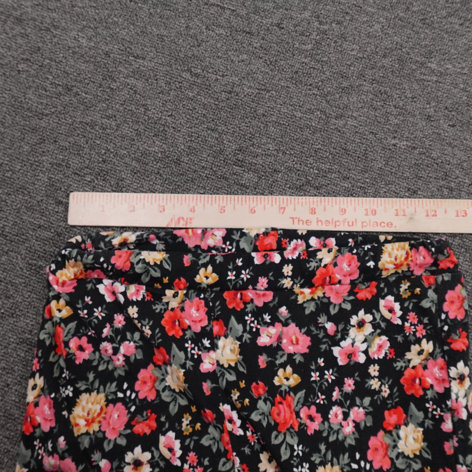 Poof Leggings Womens Small Black Floral Ruffle Ankle Stretch Casual Jersey - Thumbnail 5