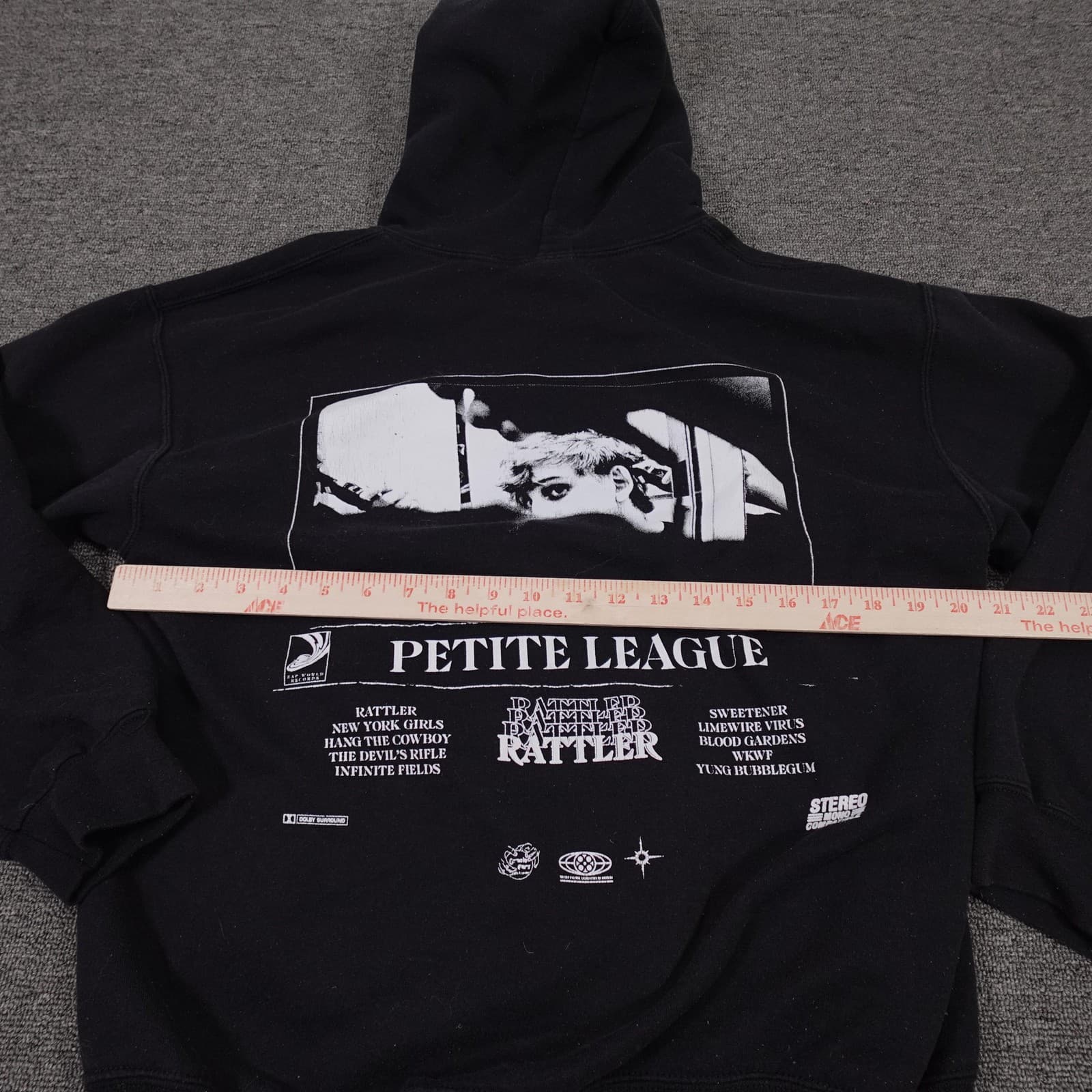 Petite League Hoodie Medium Black Pullover Rattler Graphic Indie Rock Band - Thumbnail 3