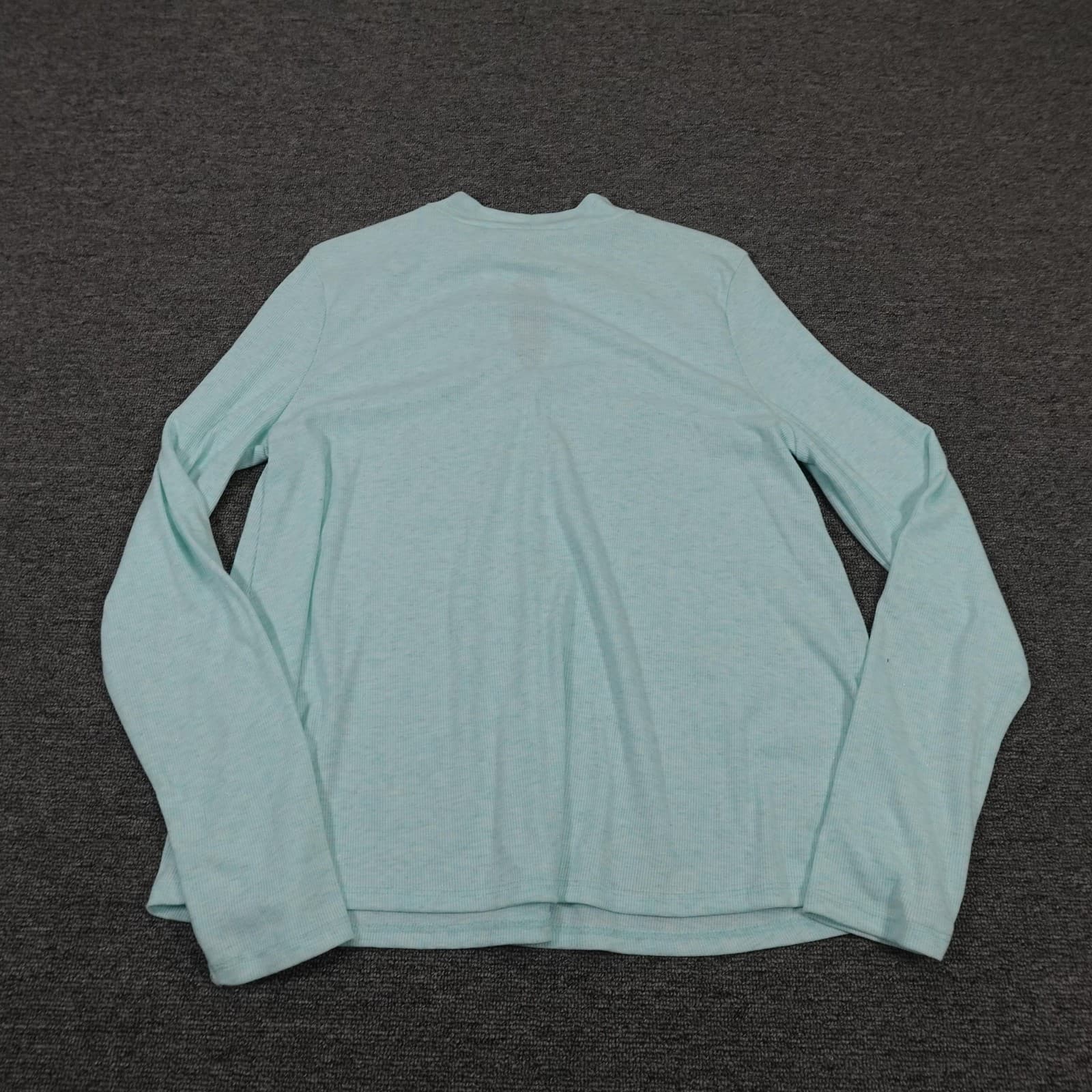 SO Shirt Juniors Large Blue Mock Neck Keyhole Long Sleeve Stretch Top Jersey - Thumbnail 6