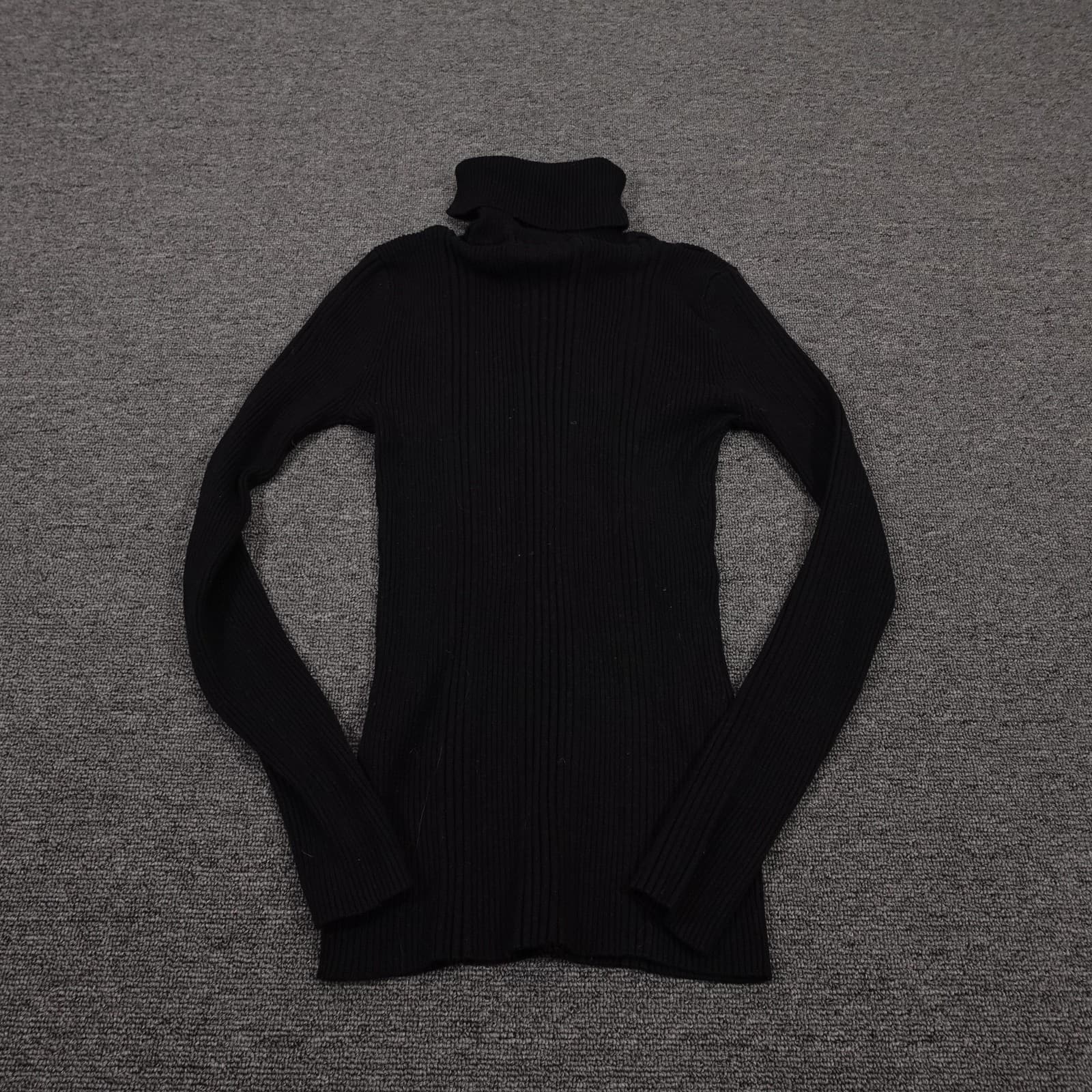 It's Our Time Sweater XL Black Ribbed Knit Turtleneck Pullover Slim - Thumbnail 5