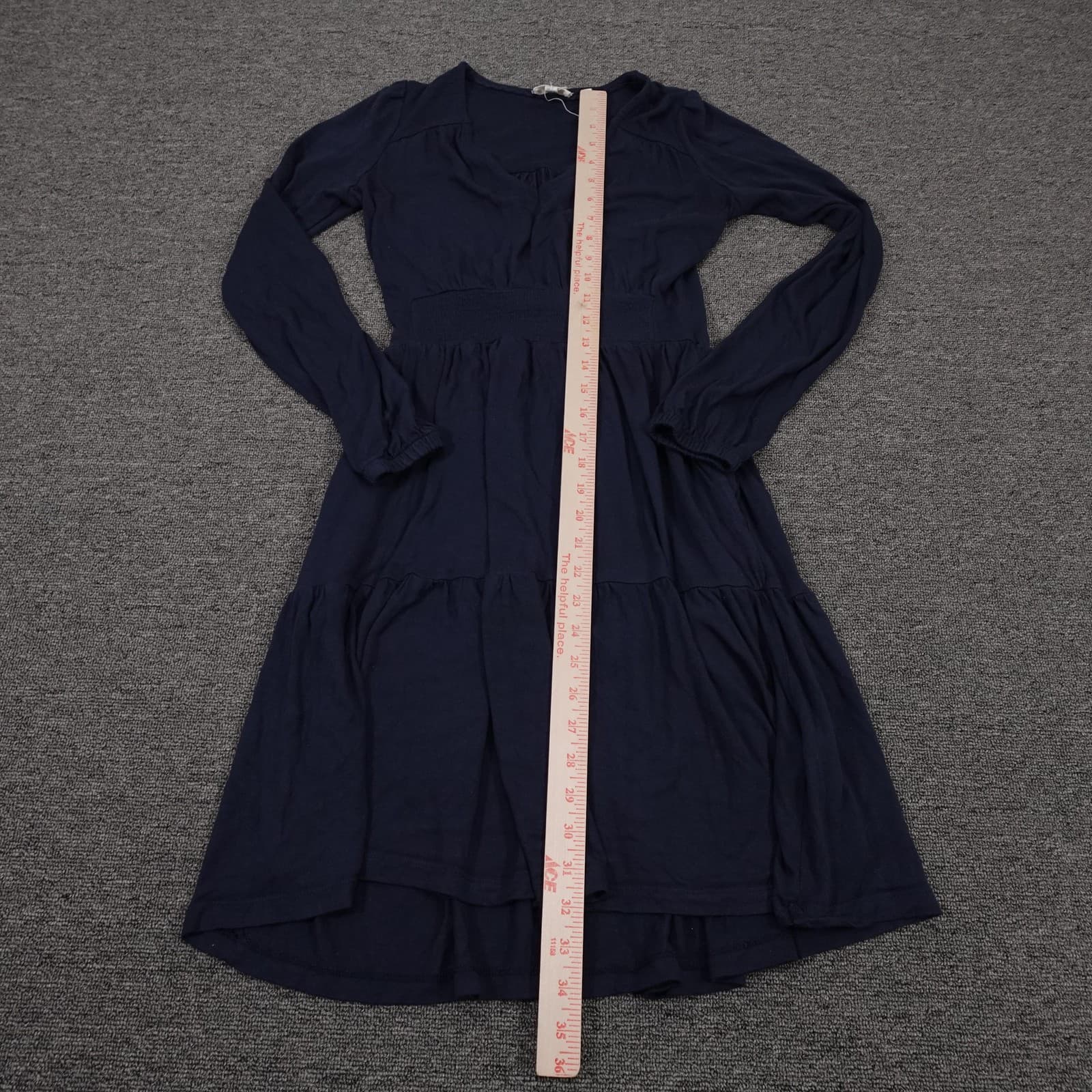 Fat Face Dress Womens UK 6 Blue Long Sleeve V Neck Fit & Flare Midi Smocked - Thumbnail 3