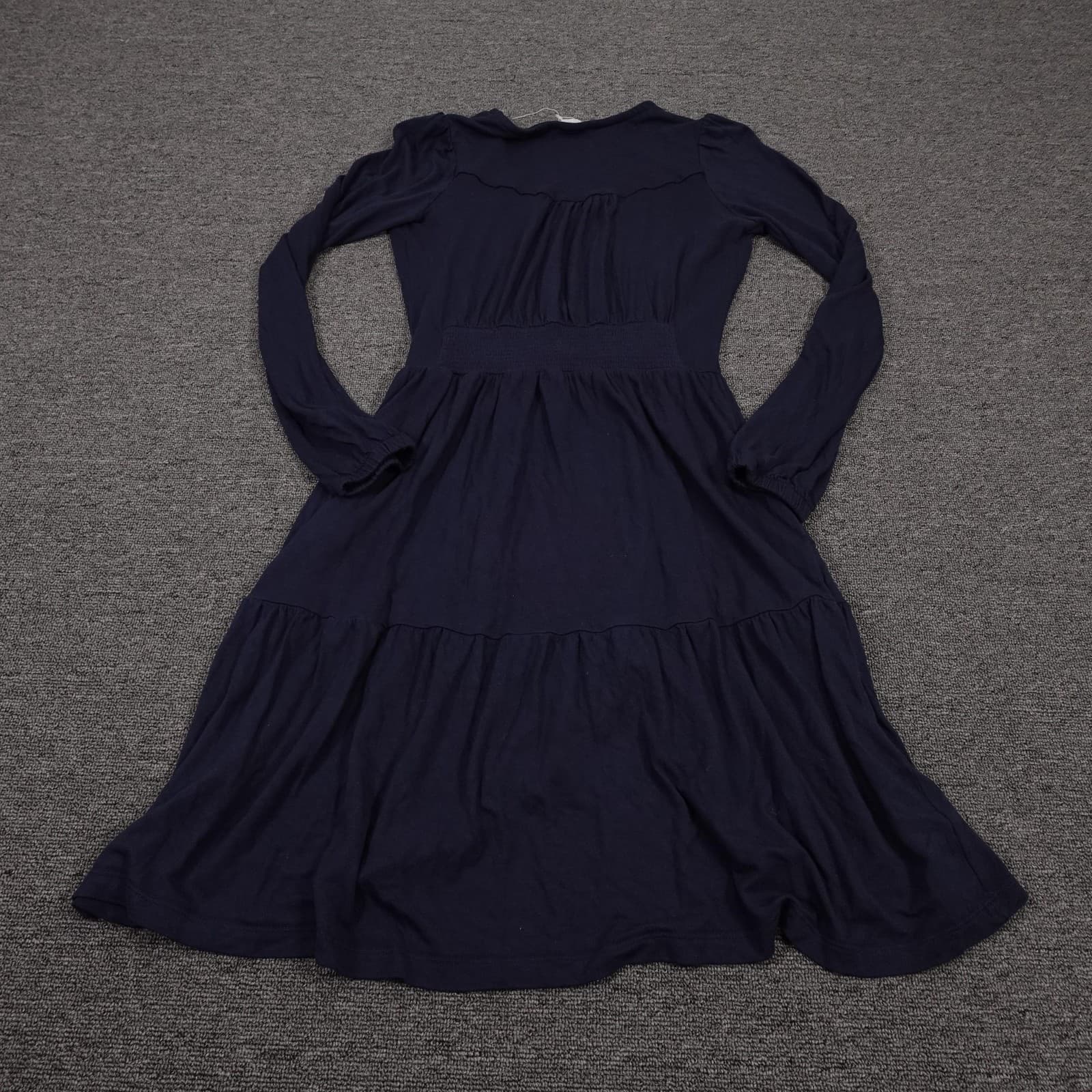 Fat Face Dress Womens UK 6 Blue Long Sleeve V Neck Fit & Flare Midi Smocked - Thumbnail 5