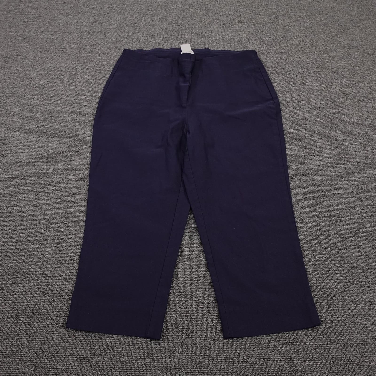 Chicos Pants Womens 0 Blue Ponte Capri Crop Pull On Elastic Waist Stretch Casual