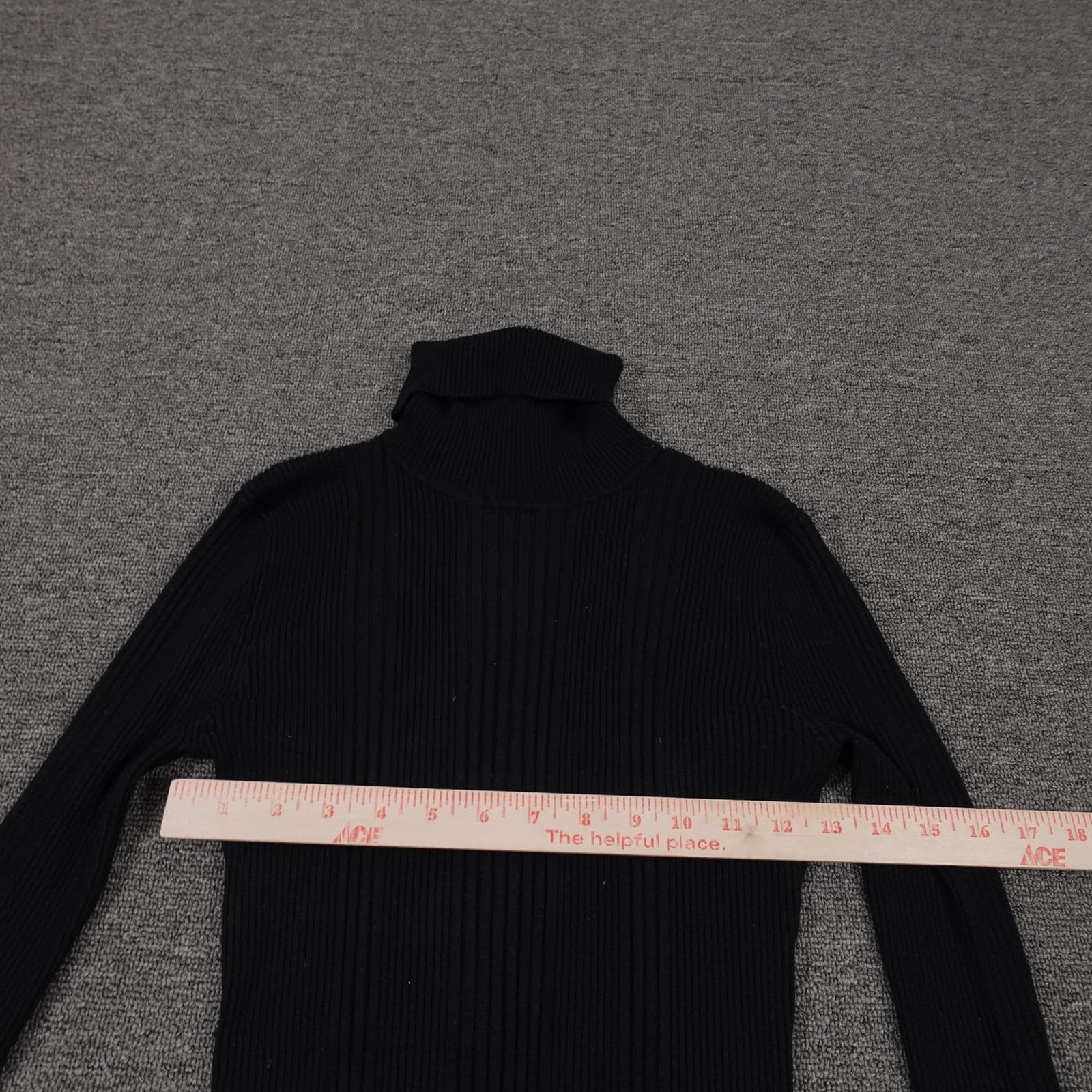It's Our Time Sweater XL Black Ribbed Knit Turtleneck Pullover Slim - Thumbnail 2