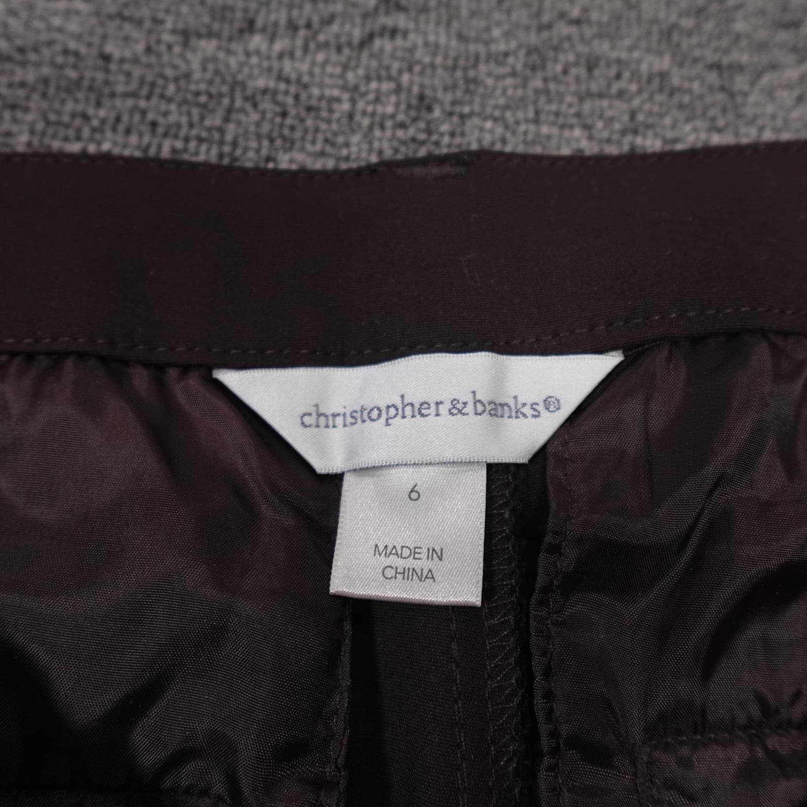 Christopher & Banks Dress Pants Womens 6 Brown Twill Straight Leg Stretch Casual - Thumbnail 2