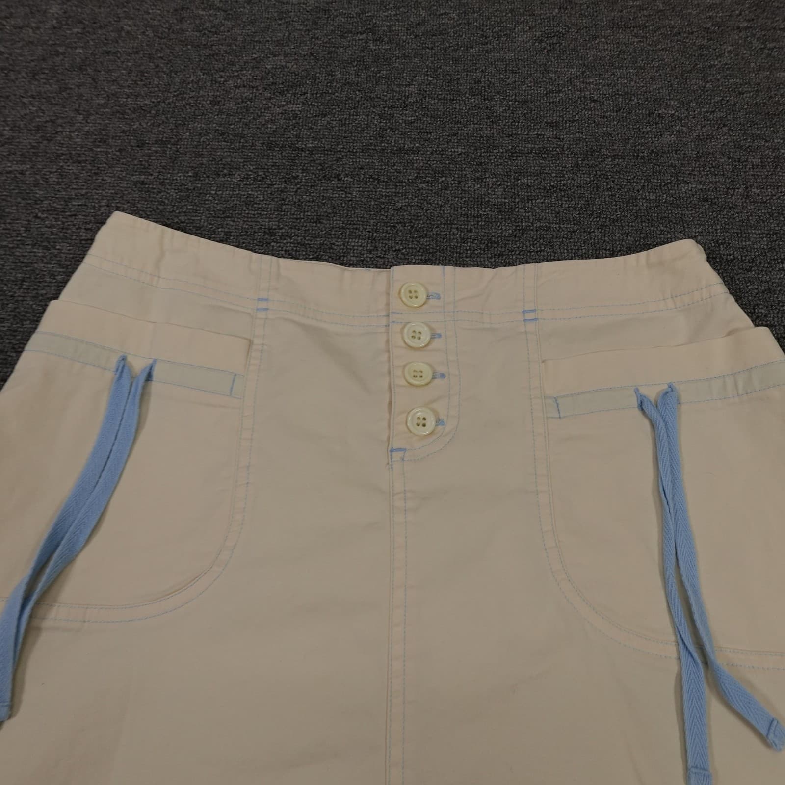 Cambridge Dry Goods Skirt Womens 4 White Twill A-Line Button Pockets Casual - Thumbnail 2