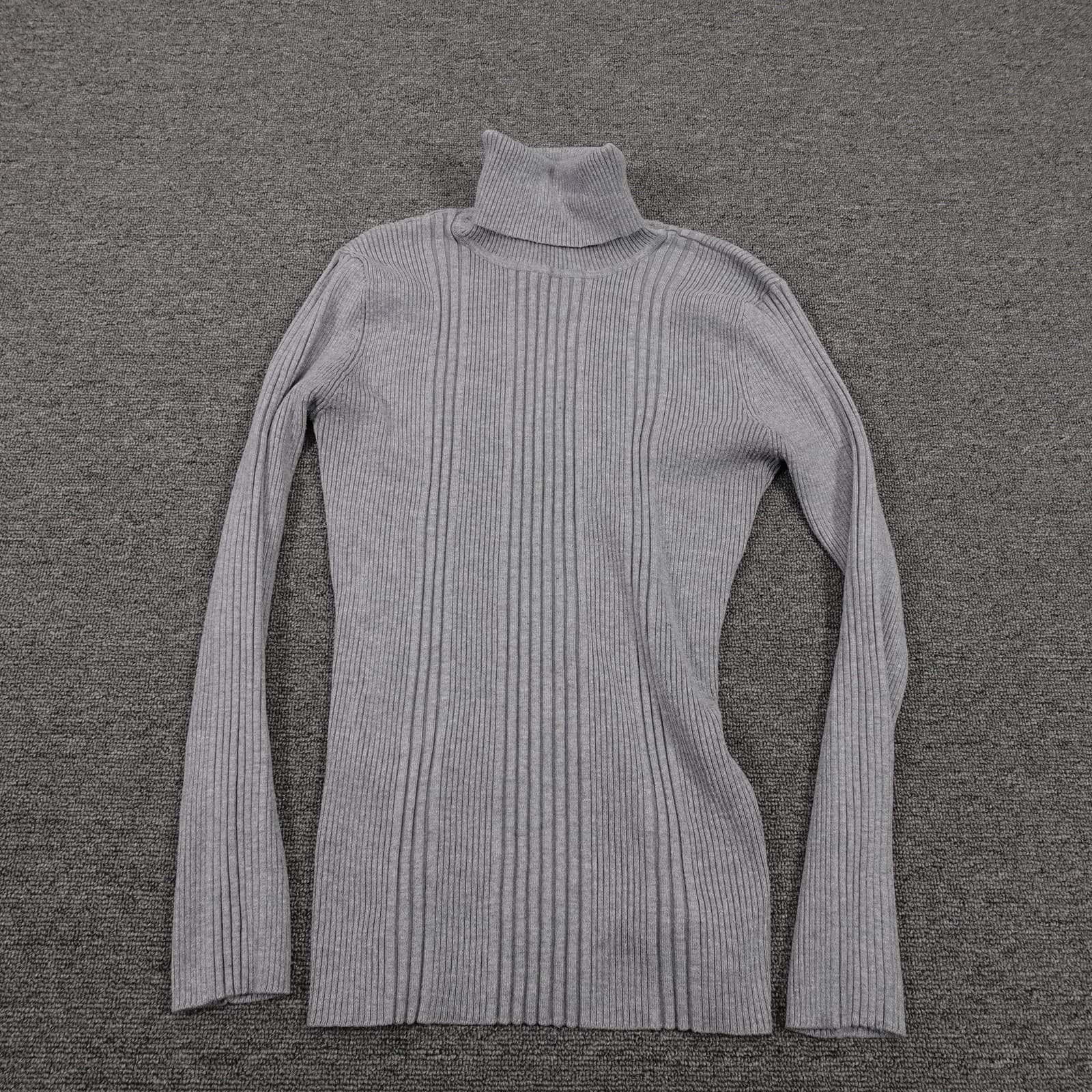 It's Our Time Sweater Juniors Large Gray Ribbed Knit Turtleneck Pullover