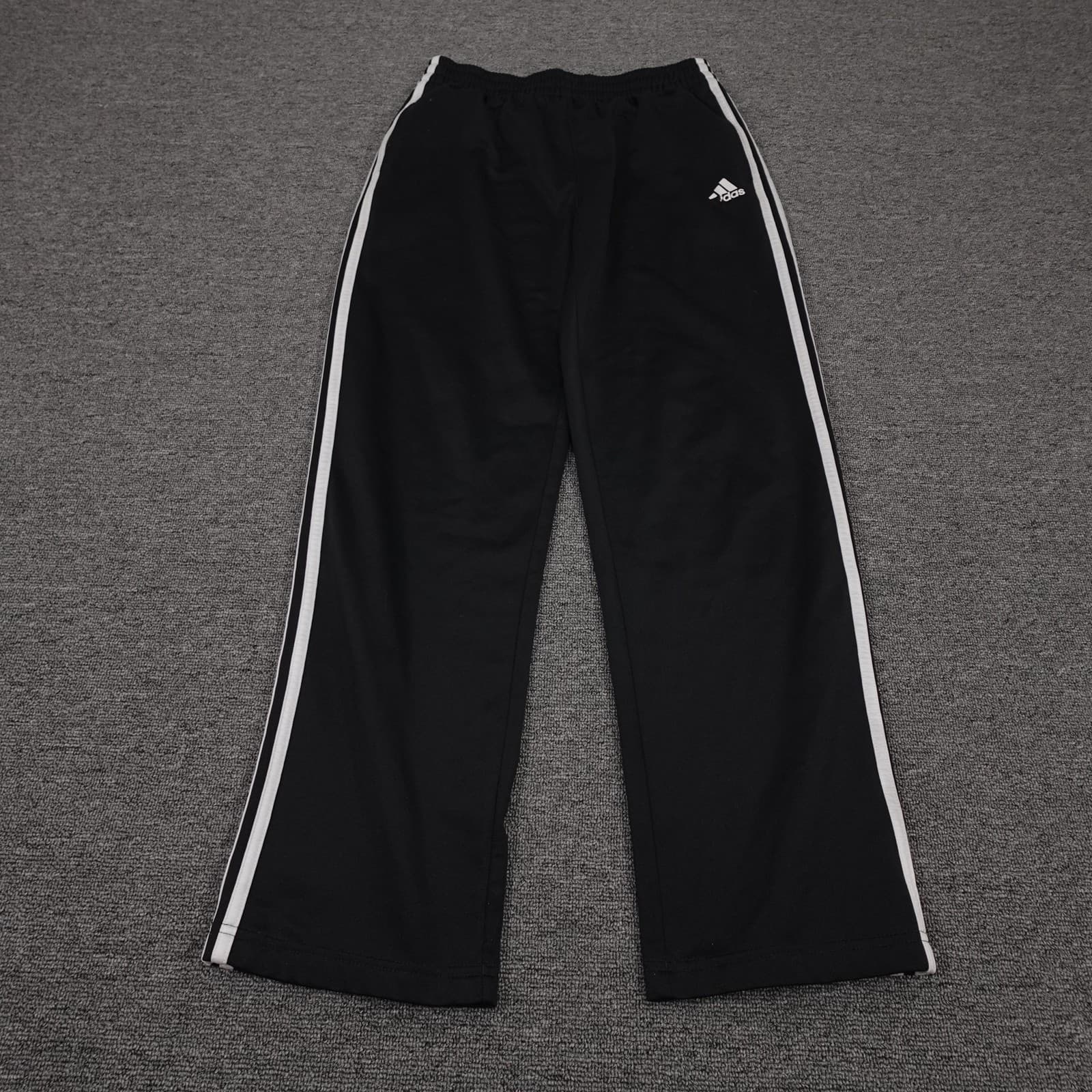 Adidas Pants Youth Large 14-16 Black Knit Track Stripe Elastic Waist Athletic