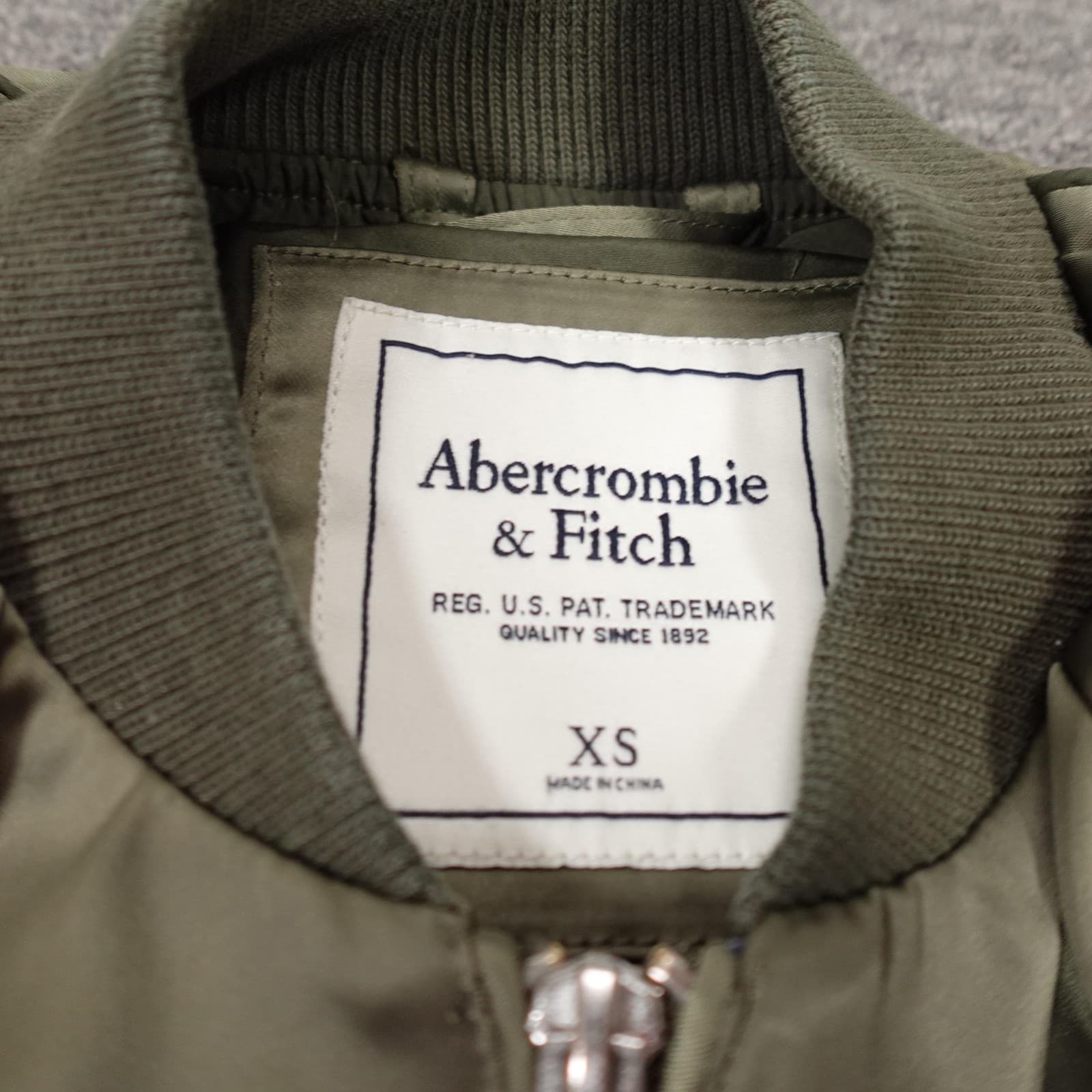 Abercrombie & Fitch Jacket Womens XS Olive Green Satin Bomber Full Zip Casual - Thumbnail 5