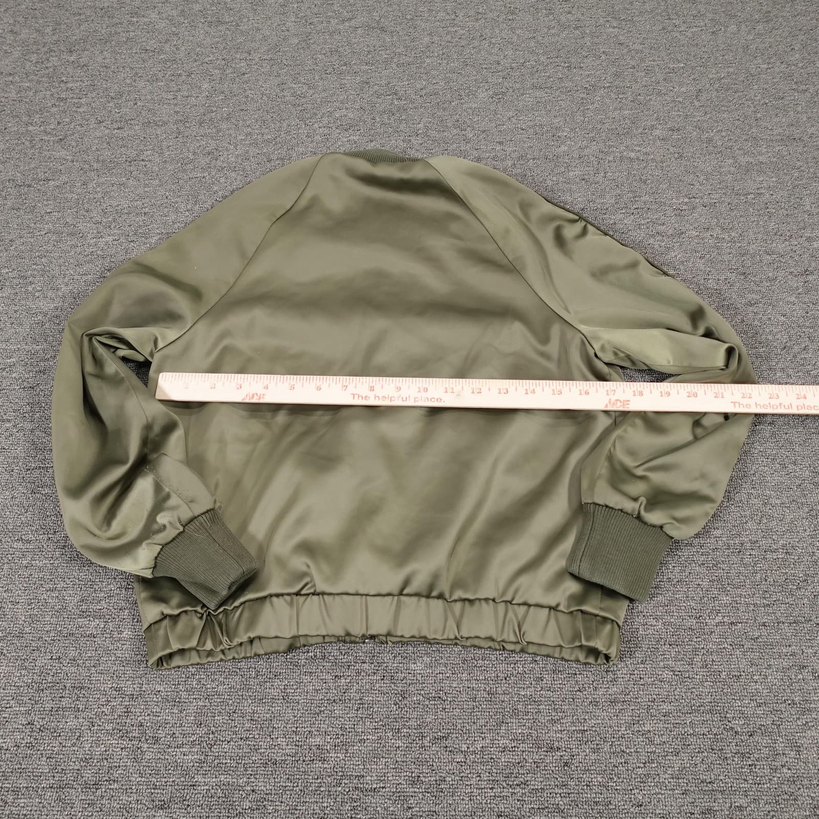 Abercrombie & Fitch Jacket Womens XS Olive Green Satin Bomber Full Zip Casual - Thumbnail 6