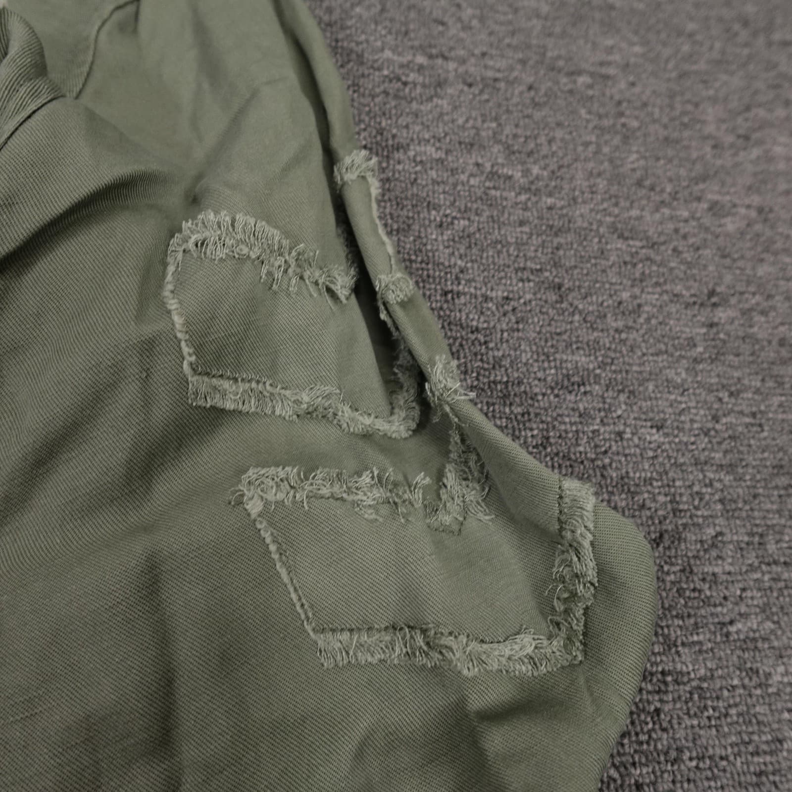Rails Jacket Medium Green Military Twill Fringe Raw Hem Utility Lightweight - Thumbnail 2