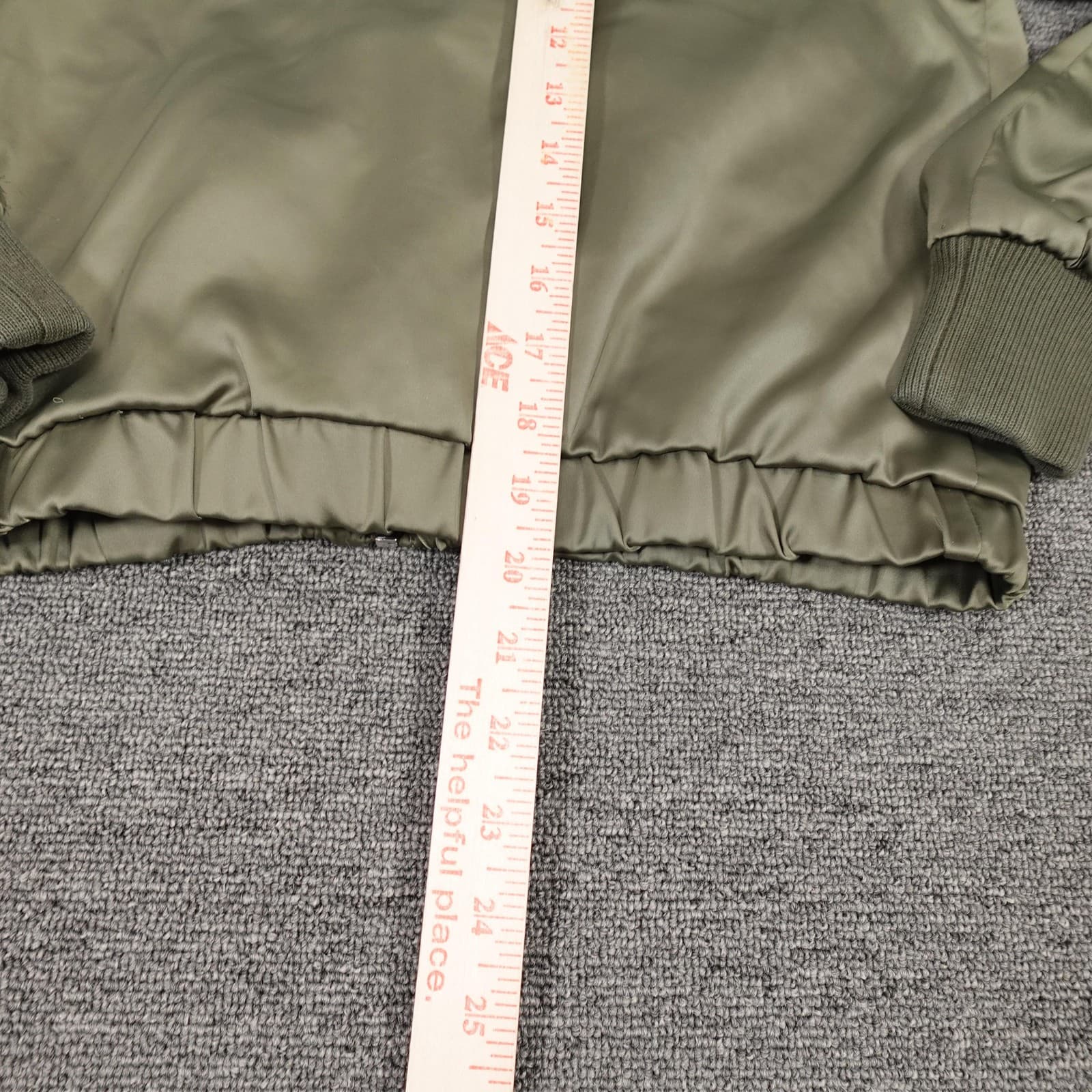 Abercrombie & Fitch Jacket Womens XS Olive Green Satin Bomber Full Zip Casual - Thumbnail 9