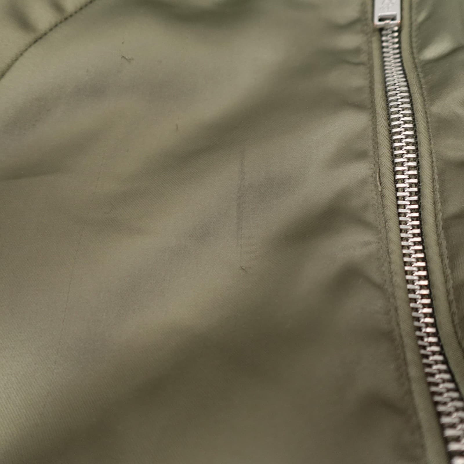 Abercrombie & Fitch Jacket Womens XS Olive Green Satin Bomber Full Zip Casual - Thumbnail 3