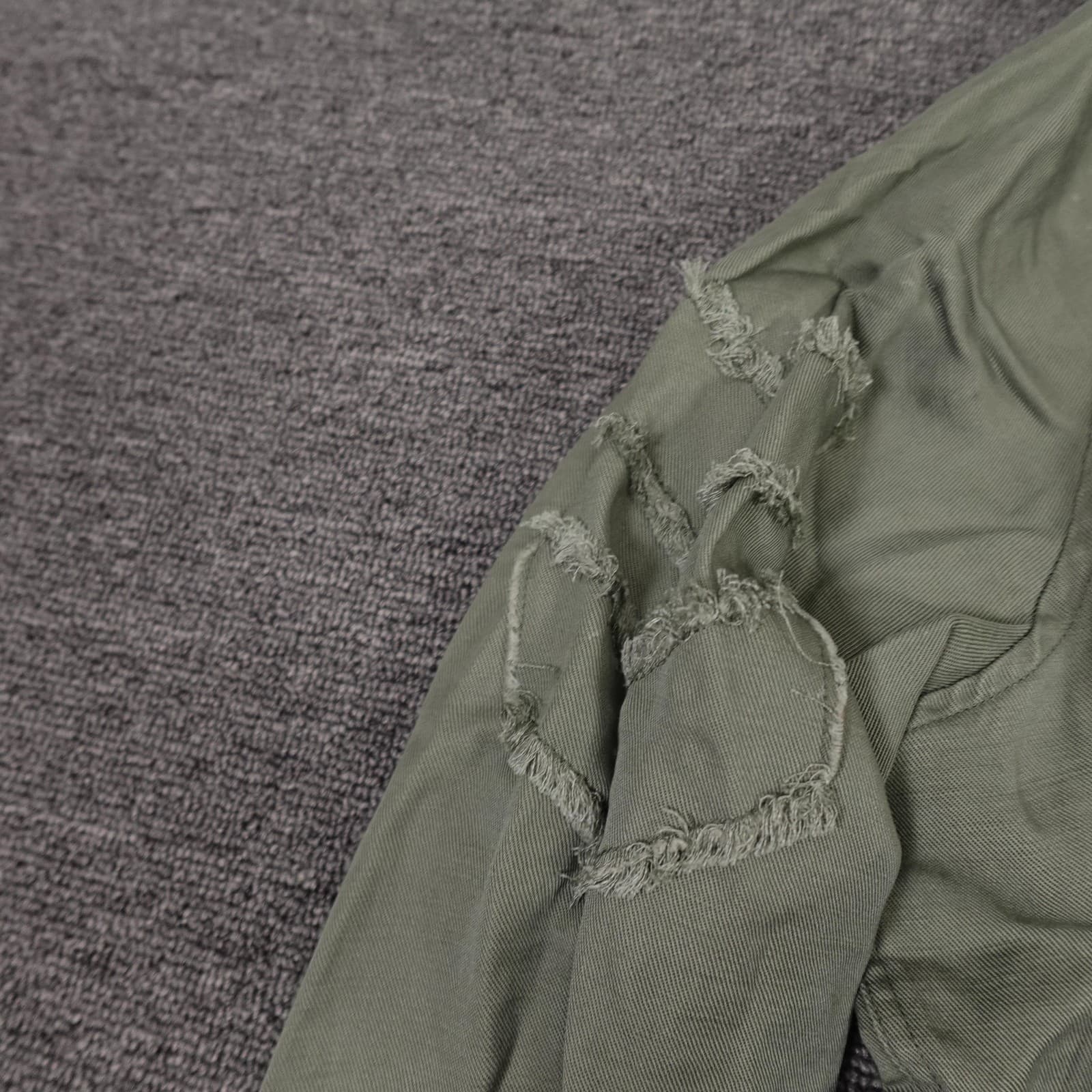 Rails Jacket Medium Green Military Twill Fringe Raw Hem Utility Lightweight - Thumbnail 3