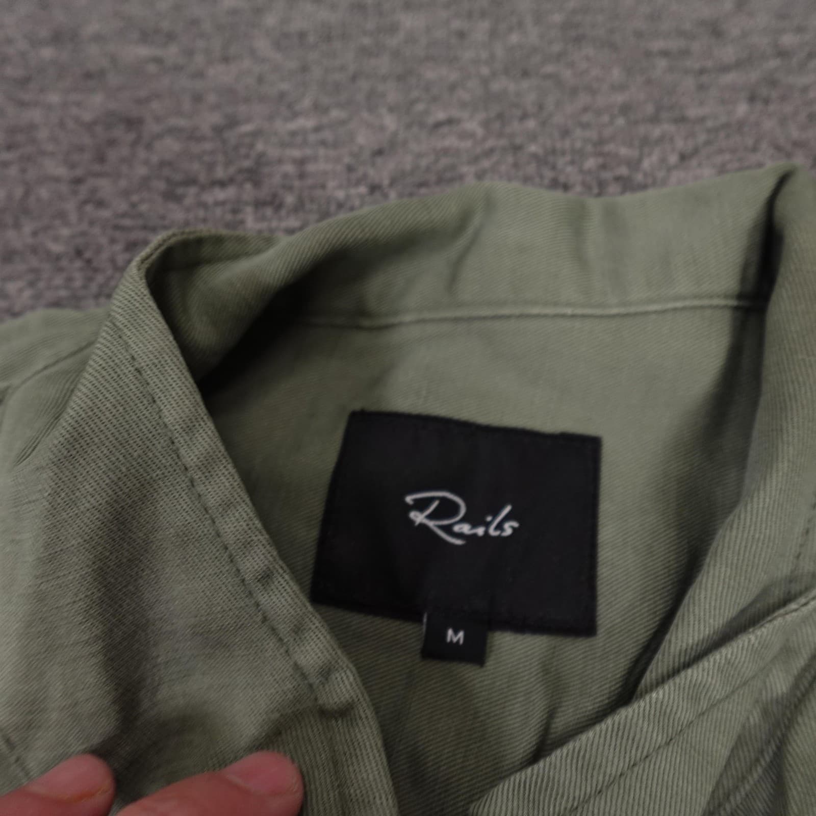 Rails Jacket Medium Green Military Twill Fringe Raw Hem Utility Lightweight - Thumbnail 4