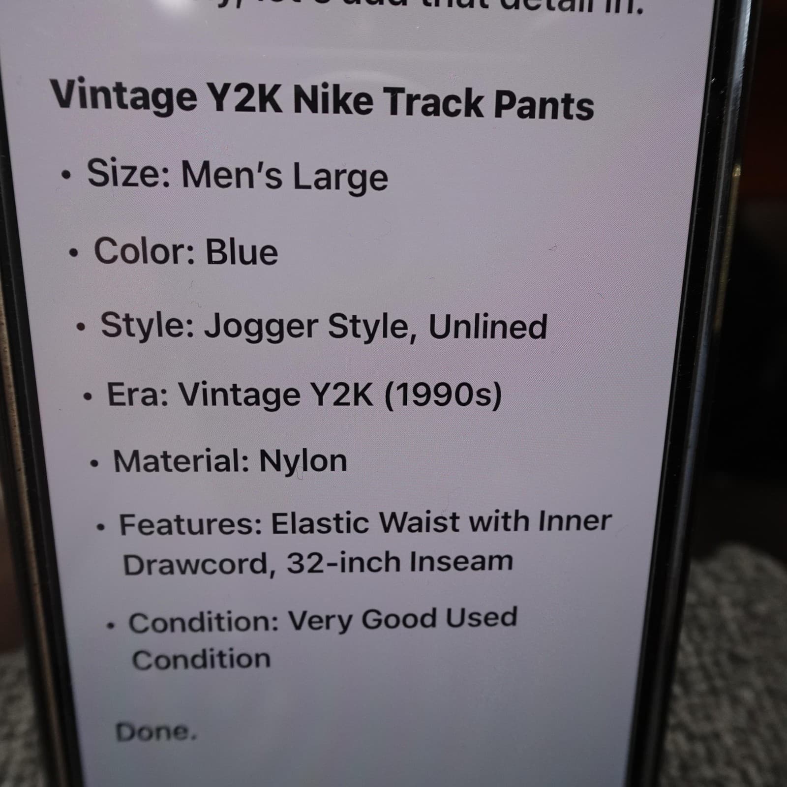 Vintage Nike Track Pants Mens Large Blue Nylon Jogger Elastic Waist 90s Y2K - Thumbnail 10