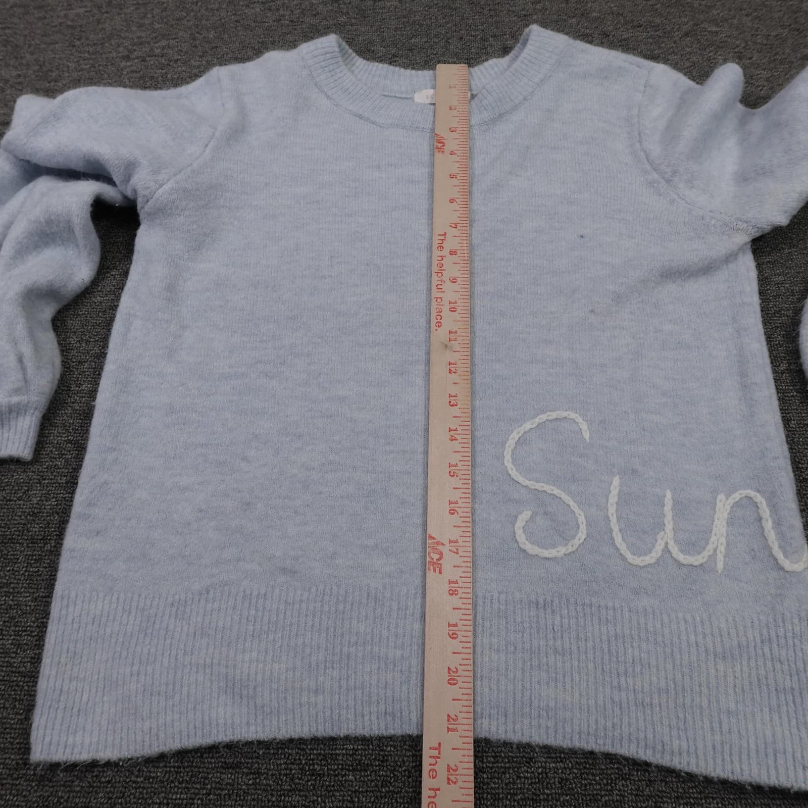 LC Lauren Conrad Sweater Womens Small Blue Sunday Graphic Crewneck Knit - Thumbnail 6