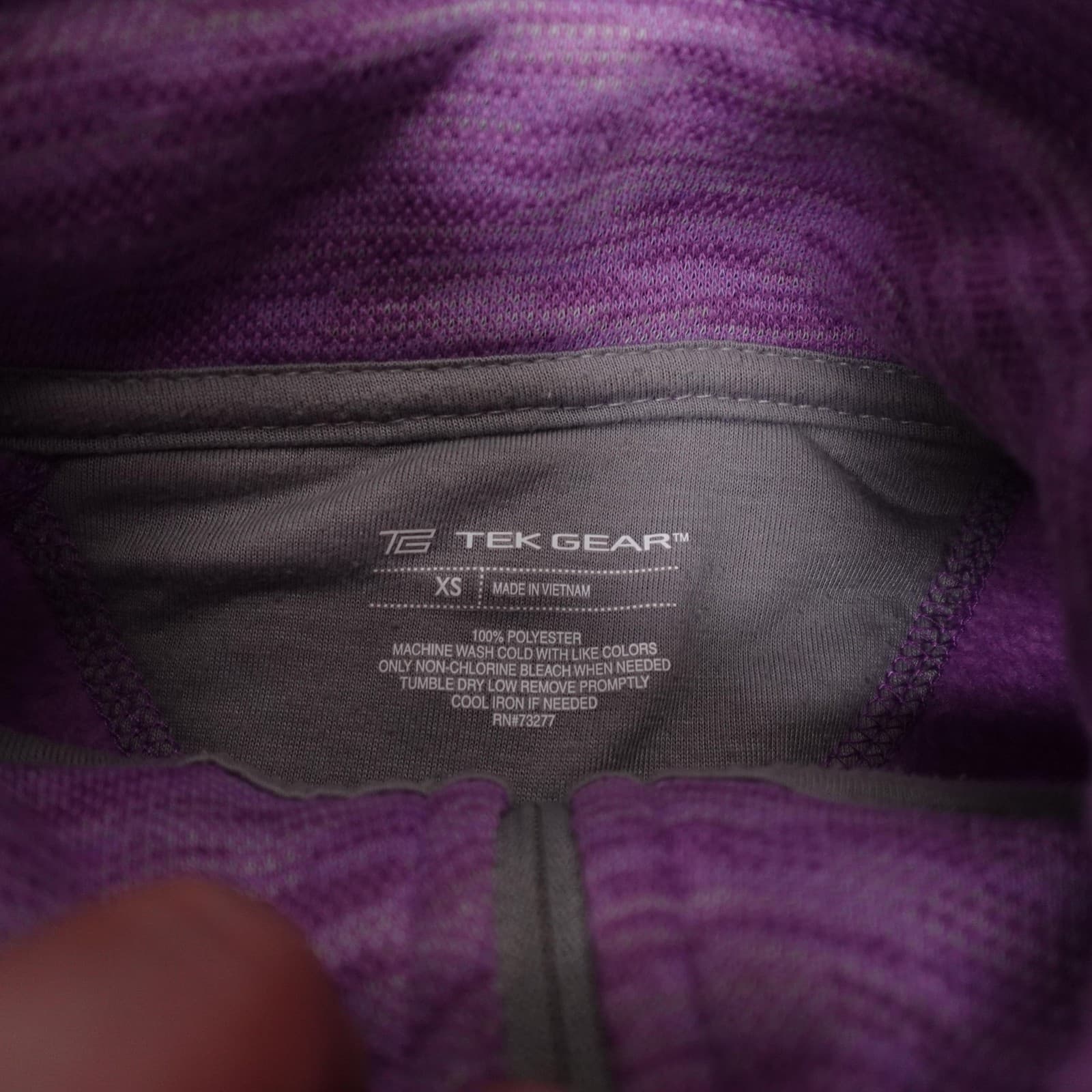 Tek Gear Pullover Shirt Womens XS Purple 1/4 Zip Long Sleeve Athletic Top - Thumbnail 3