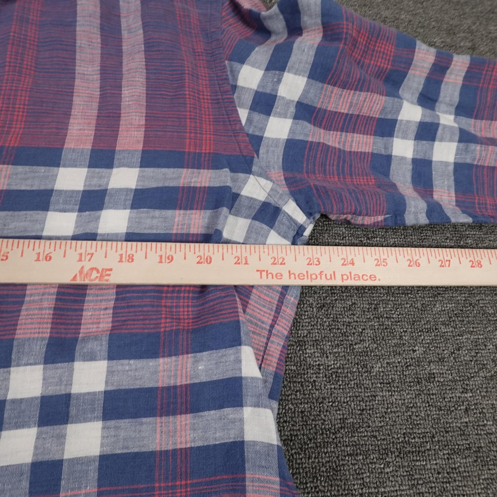 Tommy Bahama Shirt Mens Large Blue Plaid Linen Cotton Button Front Long Sleeve - Thumbnail 6